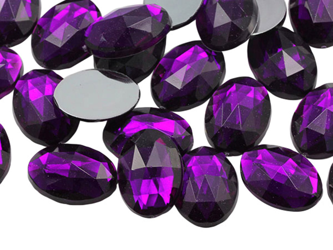 Purple Amethyst Flat Back Oval Gems
