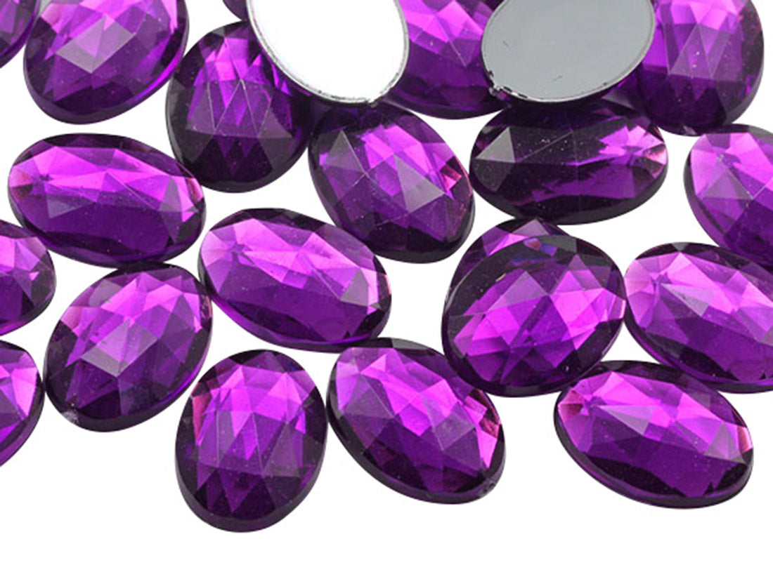 Purple Light Amethyst Flat Back Oval Gems