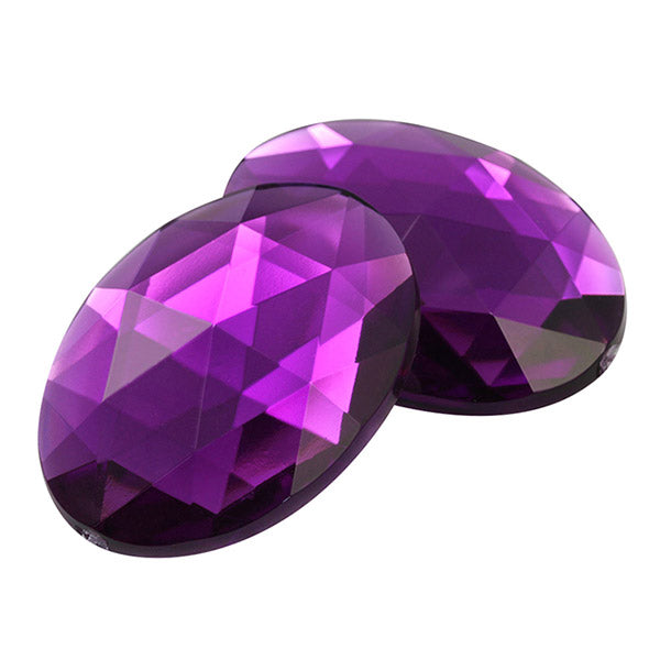 Purple Light Amethyst Flat Back Oval Gems - 40x30mm - 4 Pieces