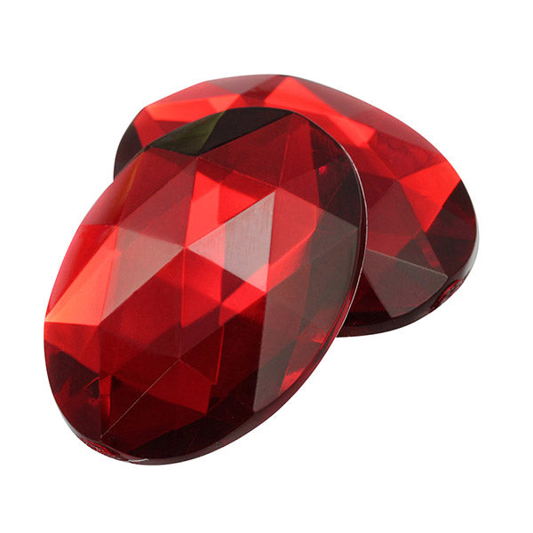 Red Ruby Flat Back Oval Gems - 40x30mm - 4 Pieces