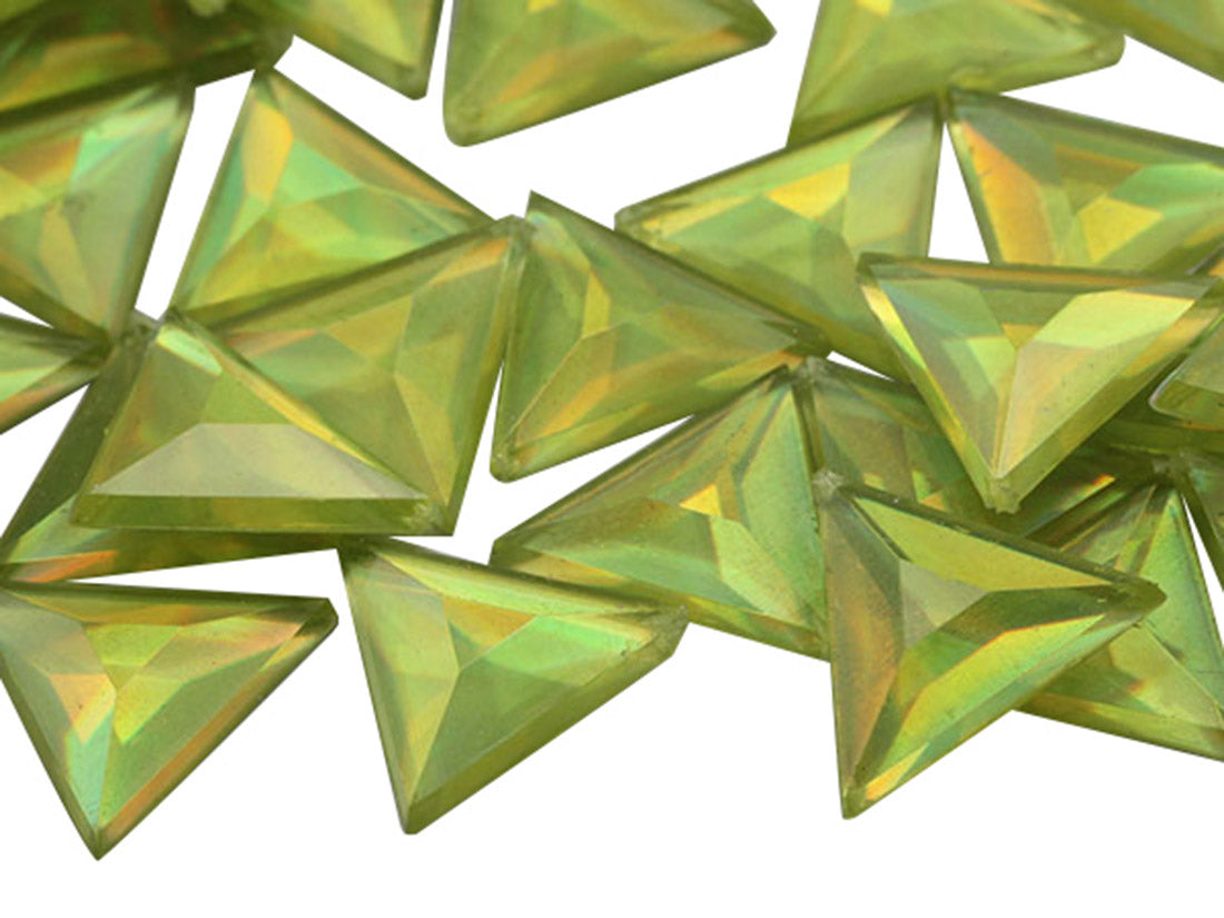 Yellow Jonquil AB Flat Back Triangle Gems - 13mm - 50 Pieces