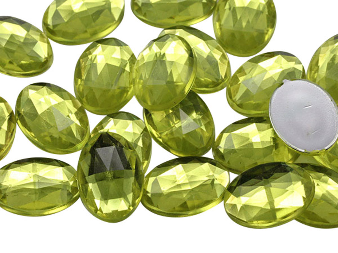 Yellow Jonquil Flat Back Oval Gems - 40x30mm - 4 Pieces