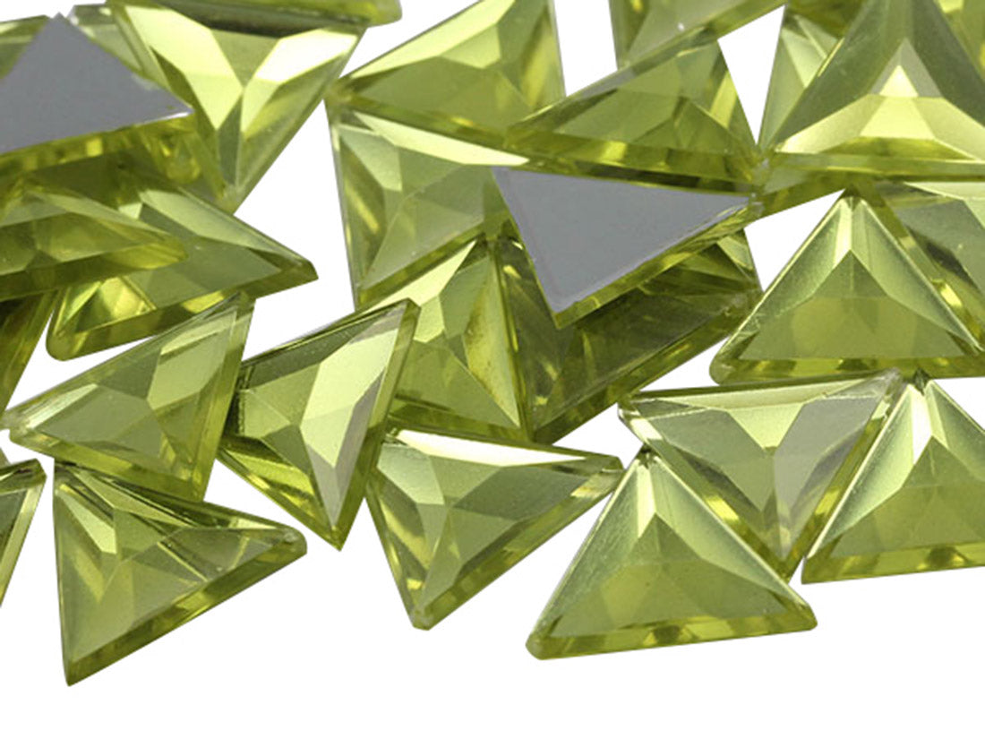 Yellow Jonquil Flat Back Triangle Gems - 13mm - 50 Pieces