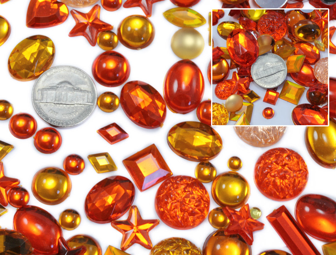 Orange Flat Back Gems In Bulk