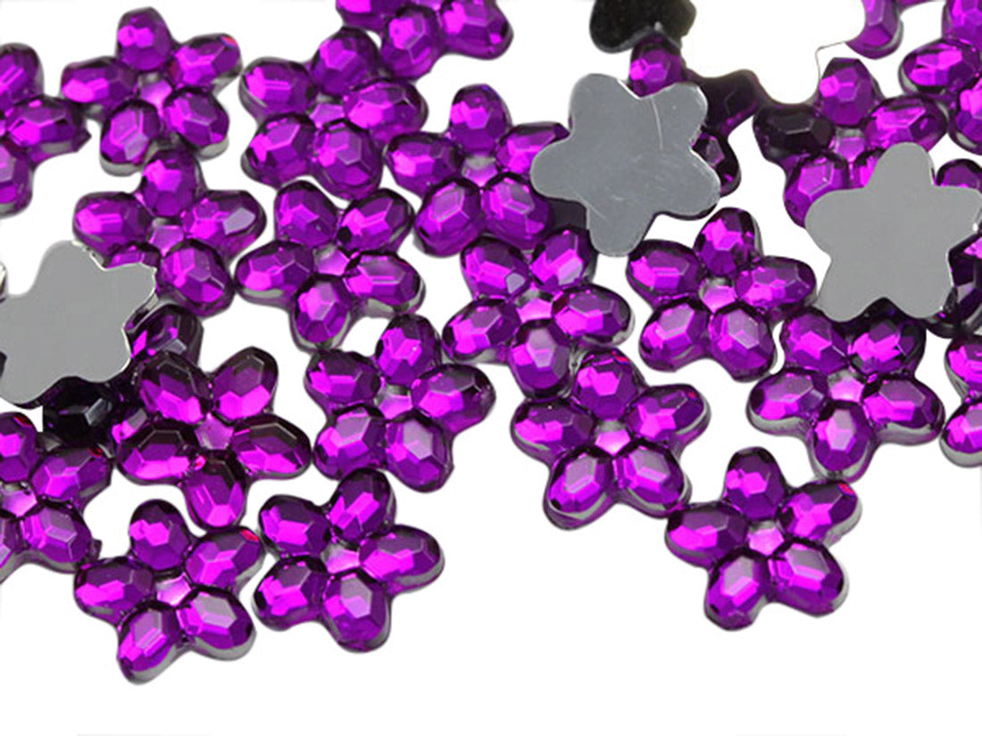 Purple Amethyst Flat Back Flower Gems