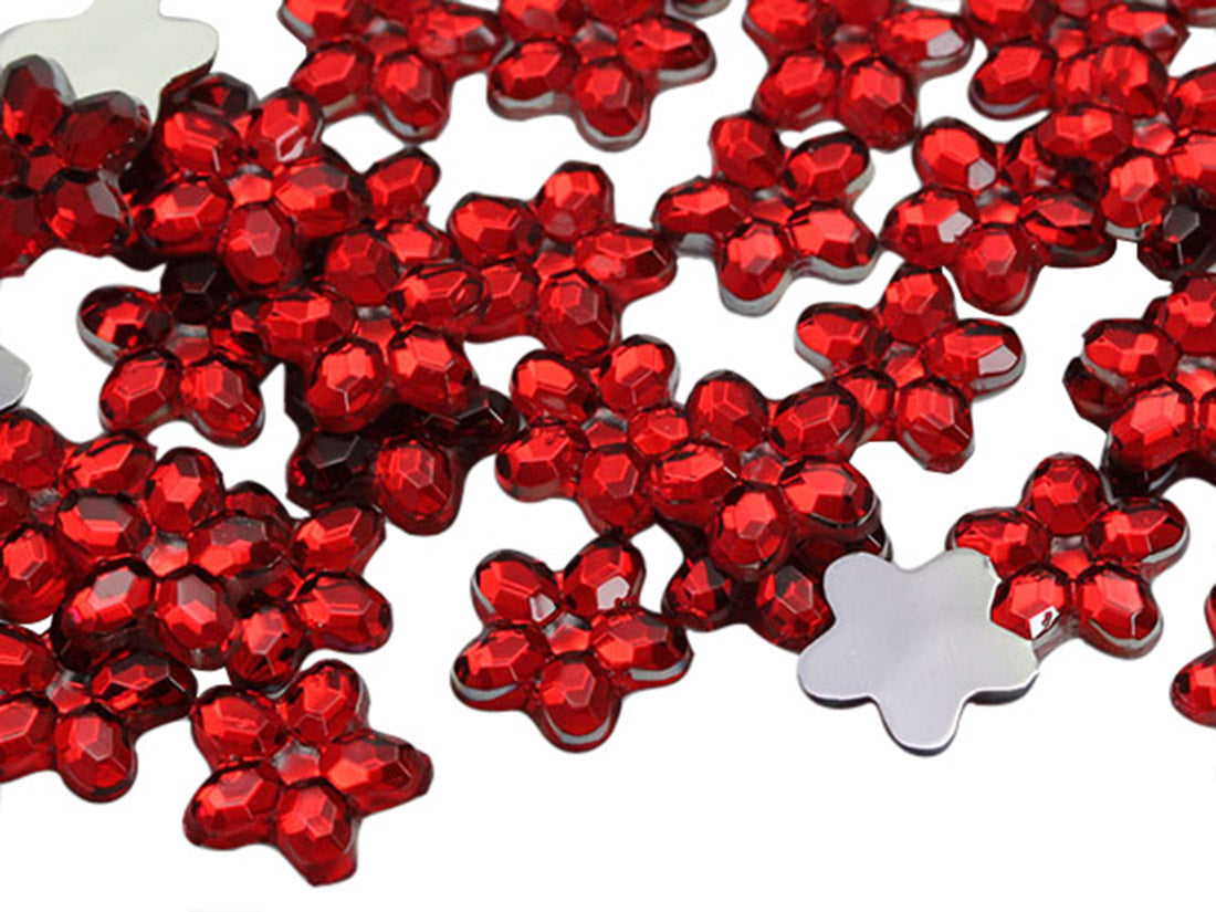 Red Ruby Flat Back Flower Gems
