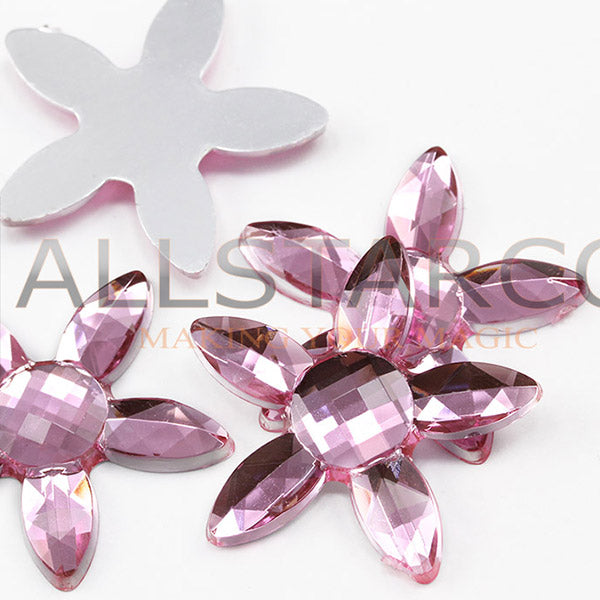 Rose Flat Back Flower Gems - 32mm - 5 Pieces