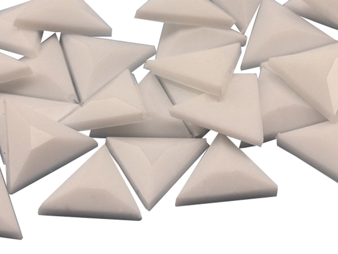 White Chalk Flat Back Triangle Gems - 13mm - 50 Pieces