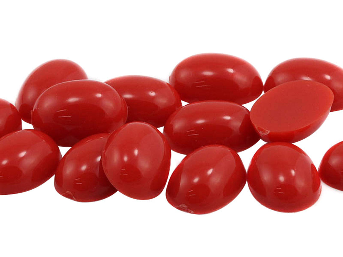 Red Coral Flat Back Oval Cabochons