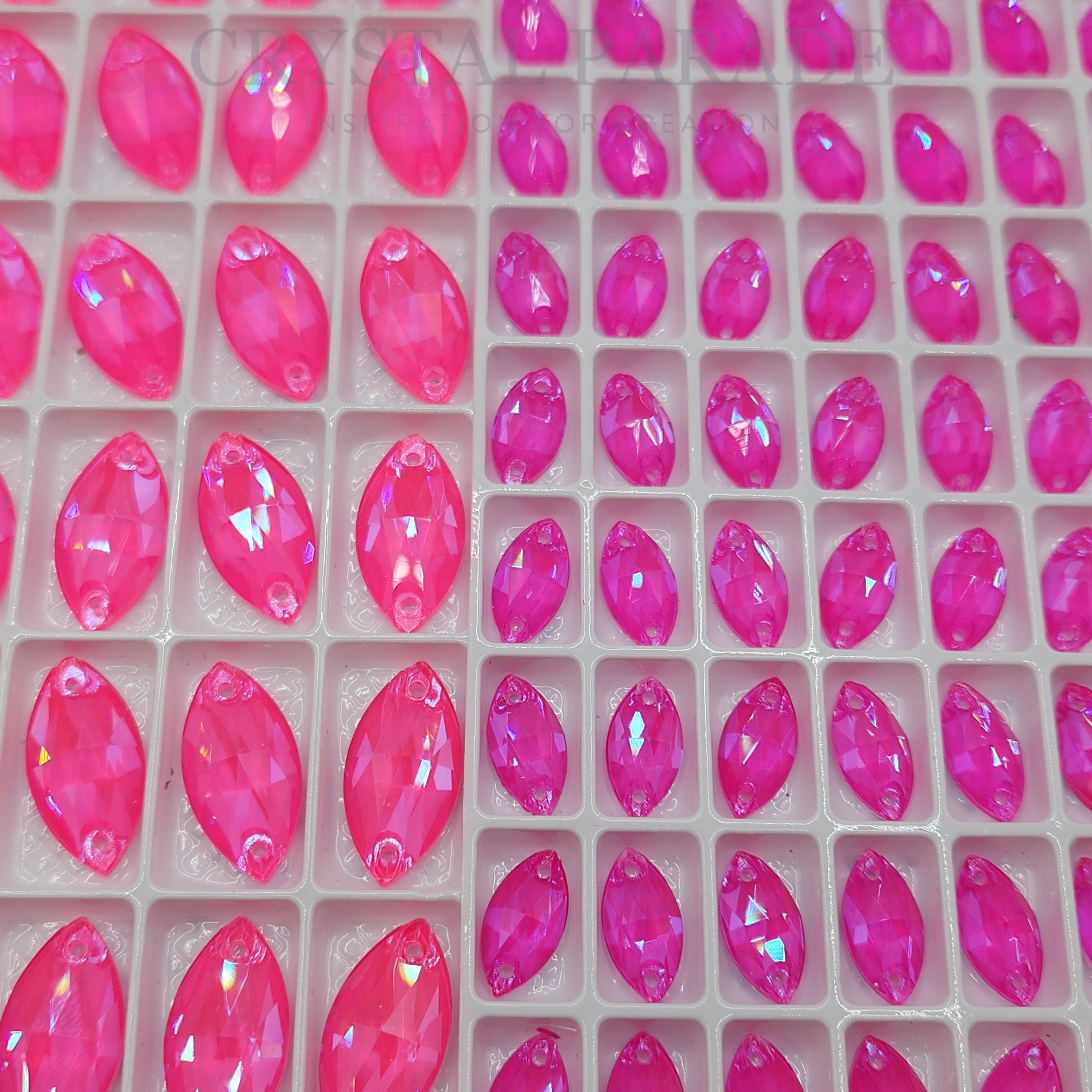 Zodiac Crystal Navette Sew on Stone - Neon Pink Shimmer