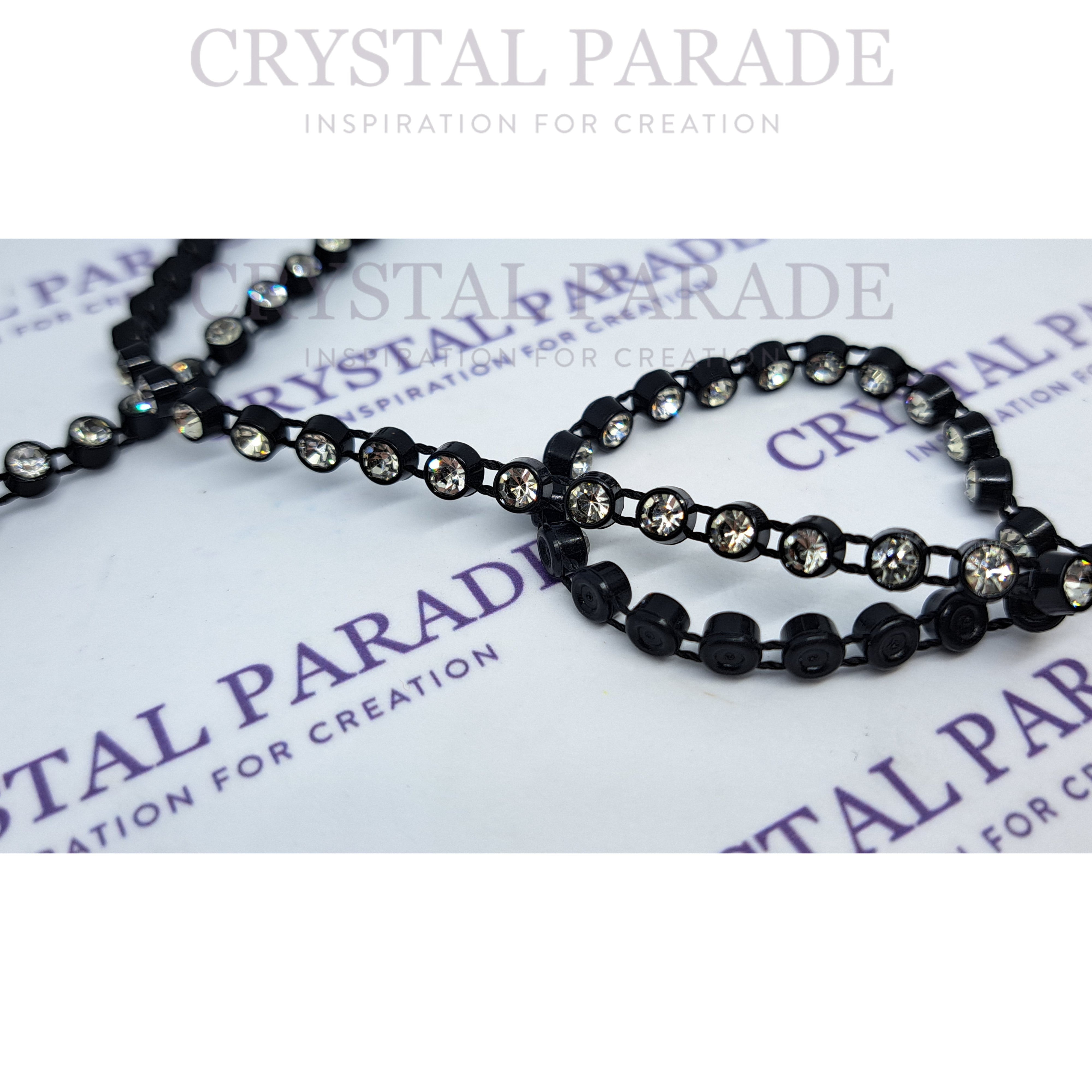 Zodiac Plastic Banding - Black With Clear Rhinestones