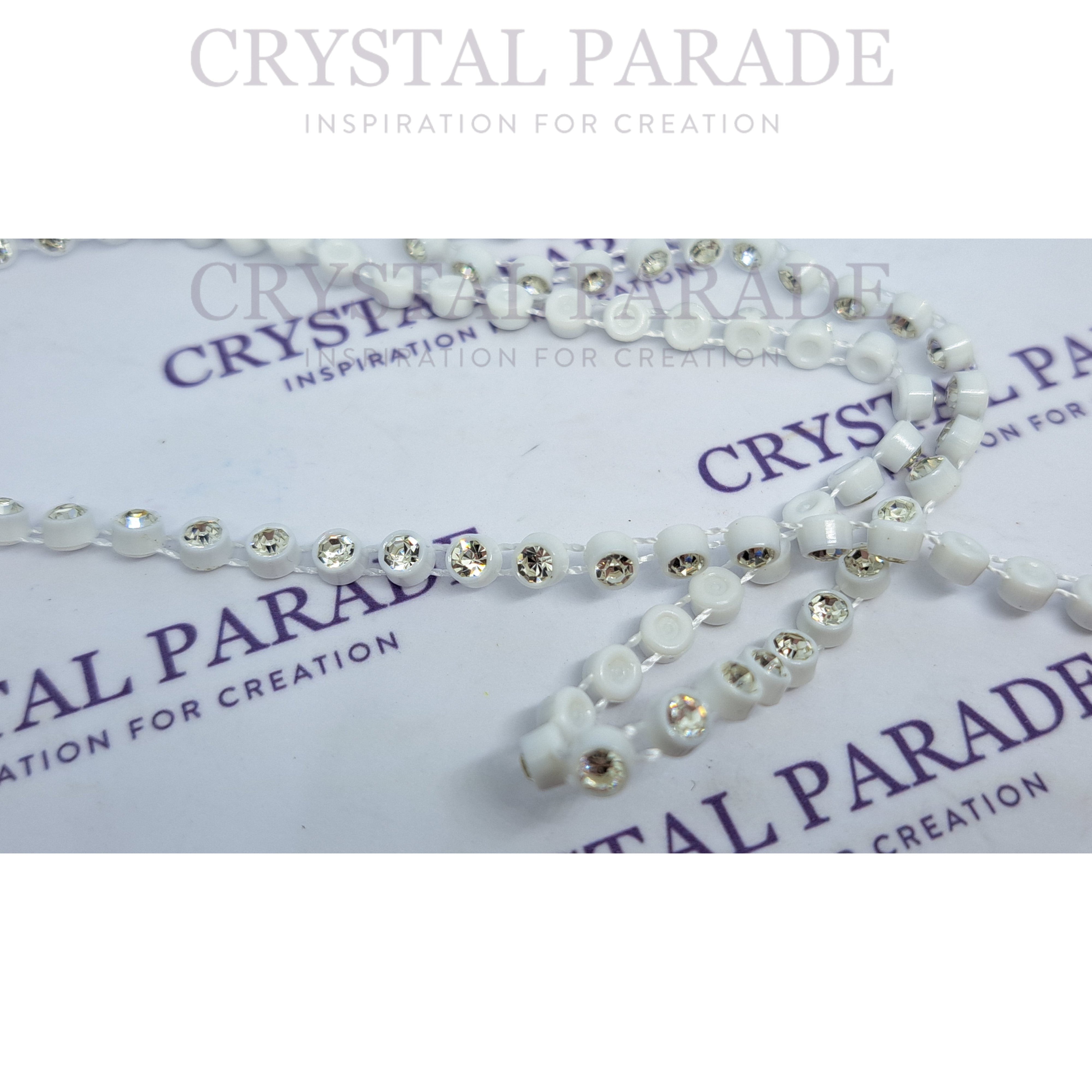 Zodiac Plastic Banding - White With Clear Rhinestones