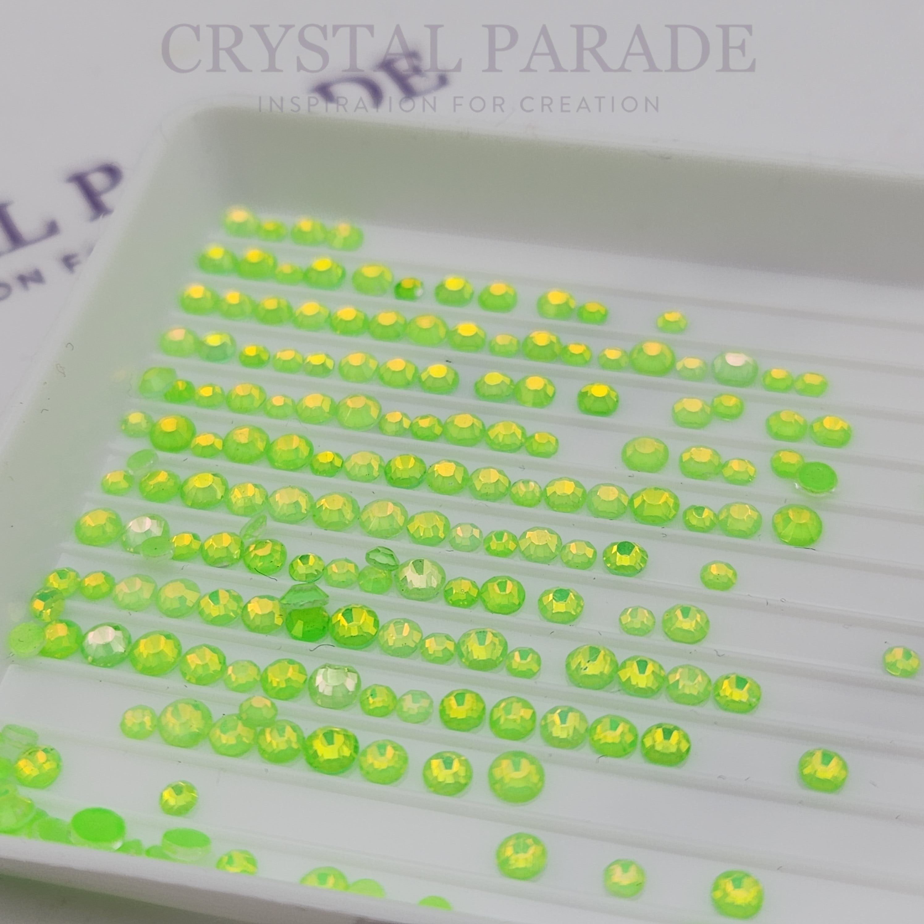 Zodiac Crystals Mixed Sizes Pack of 200 - Lime Neon Opal