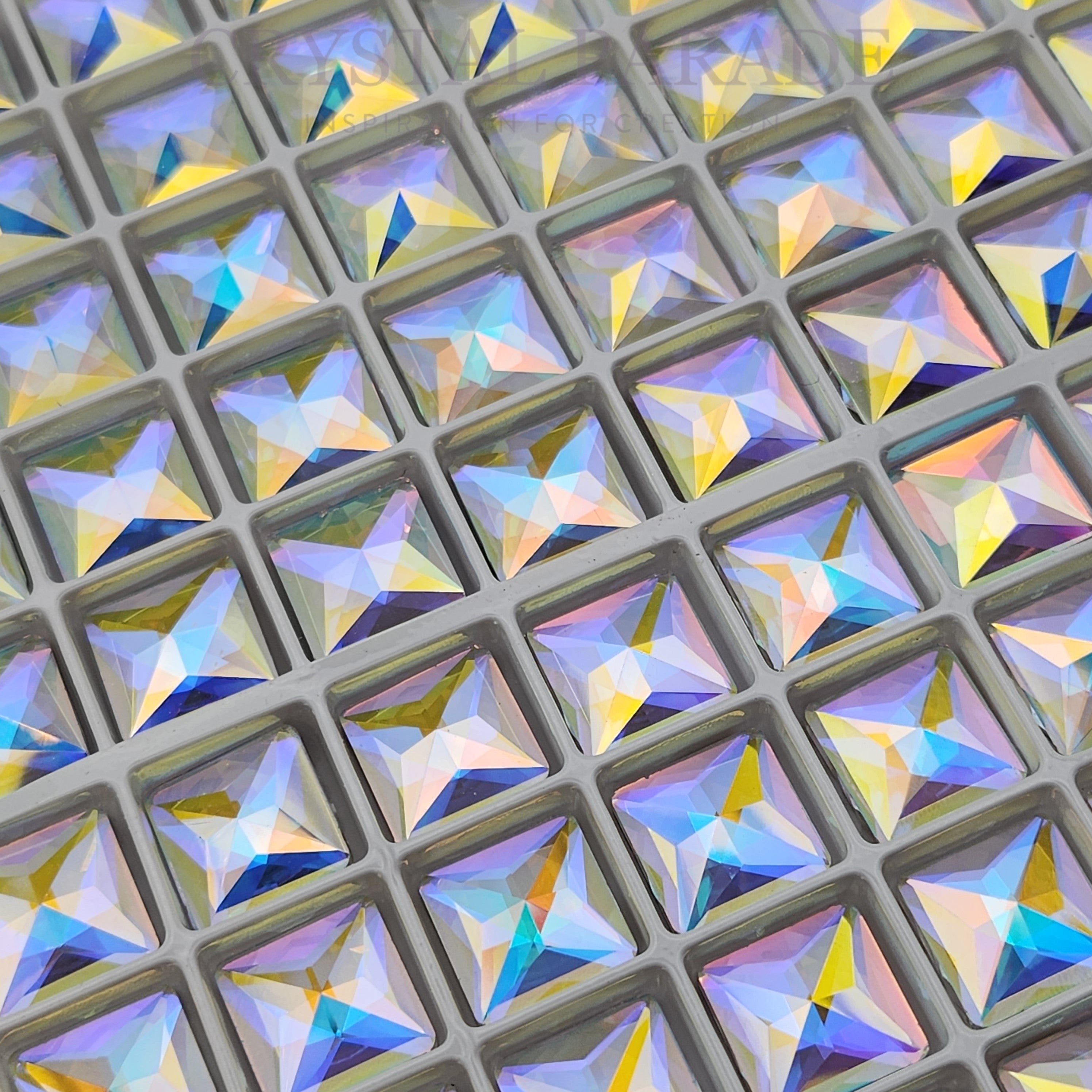 Zodiac Crystal Square - AB (No holes) 12mm
