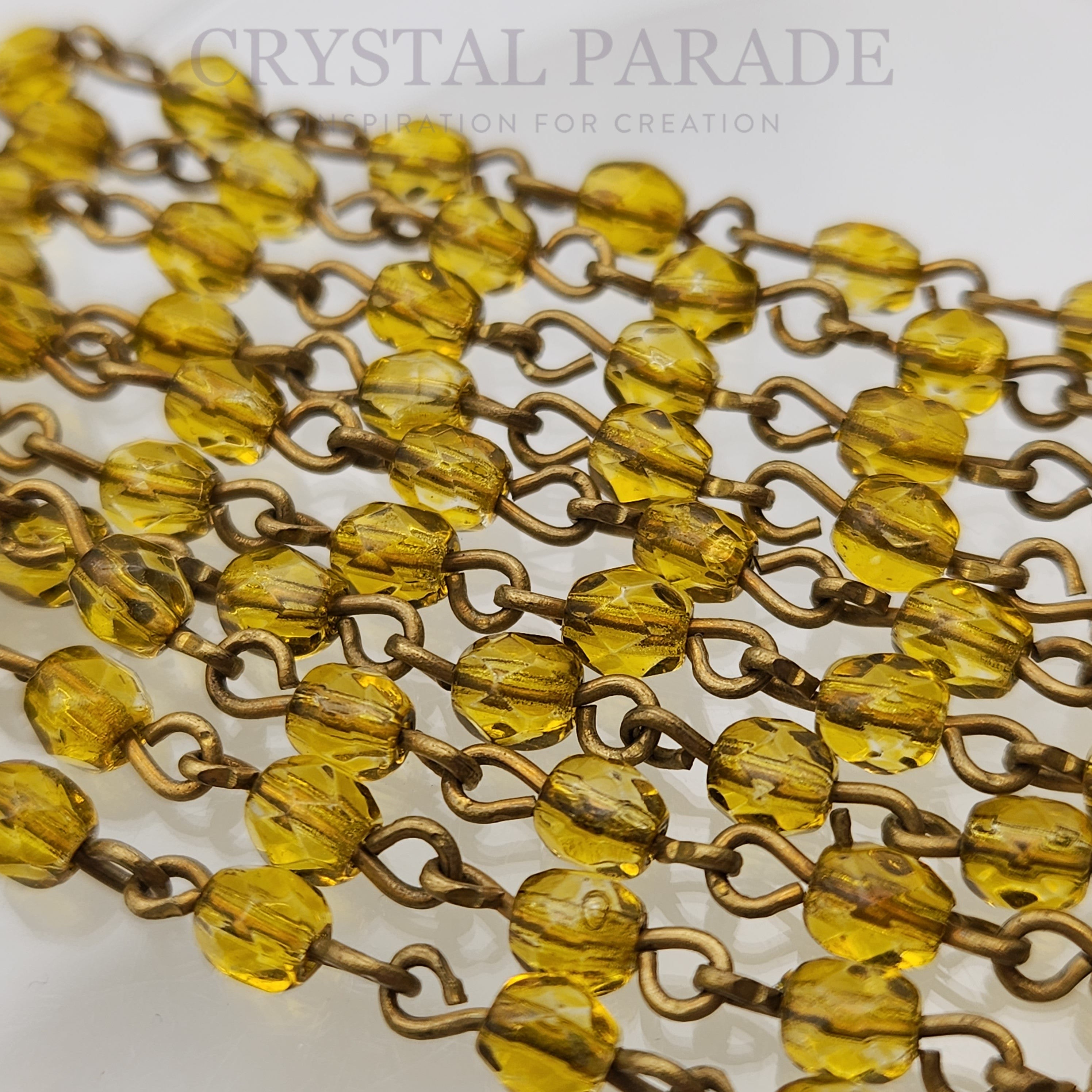 Preciosa Vintage Beaded Chain - Citrine 1m