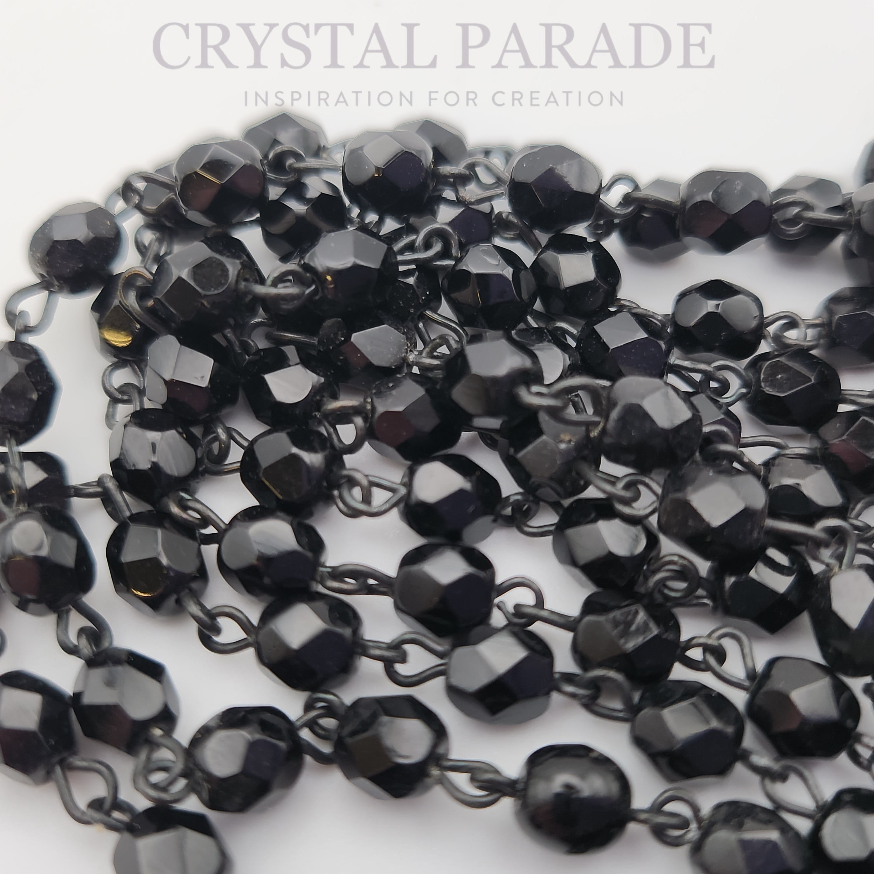 Preciosa Vintage Beaded Chain - Jet 1m