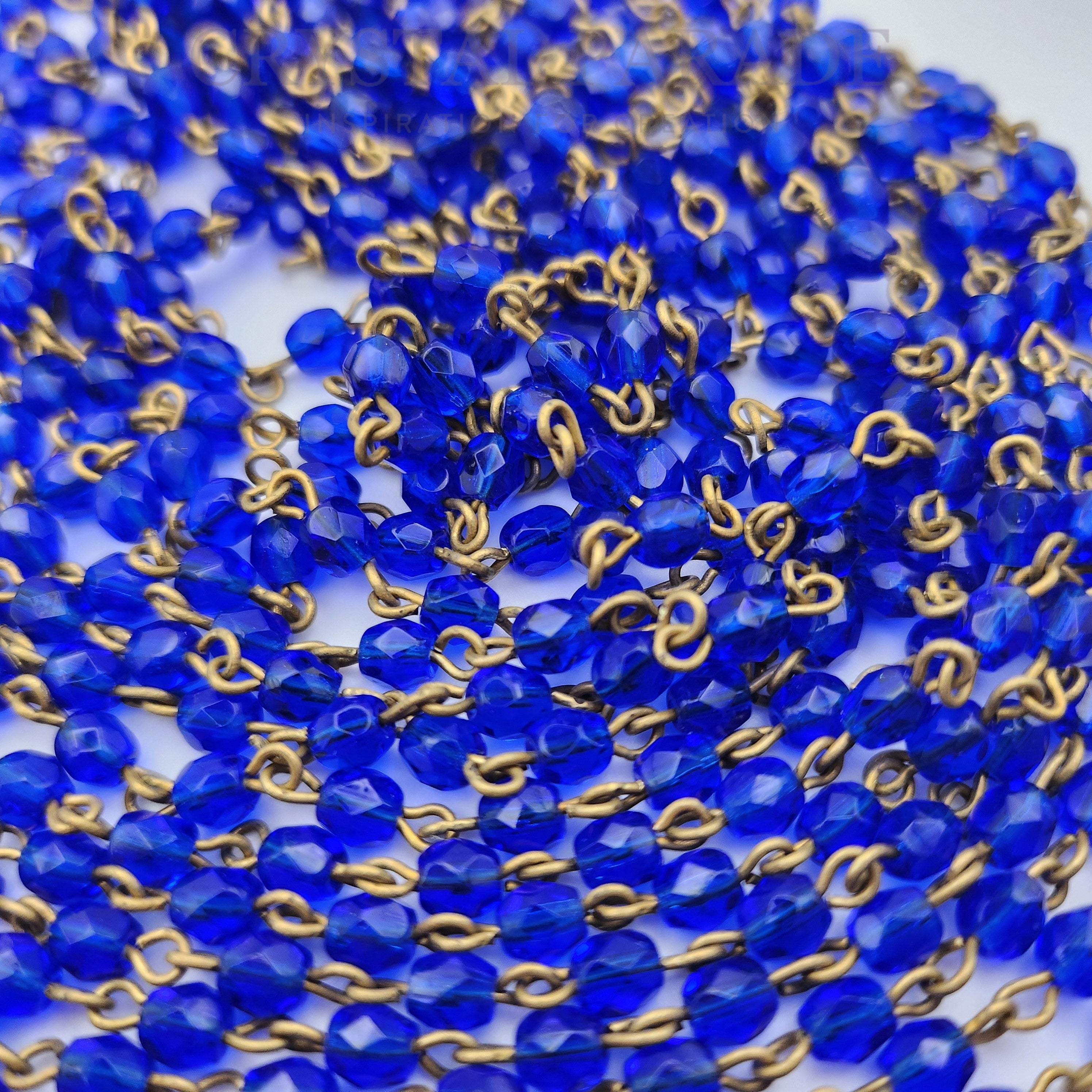 Preciosa Vintage Beaded Chain - Sapphire 1m