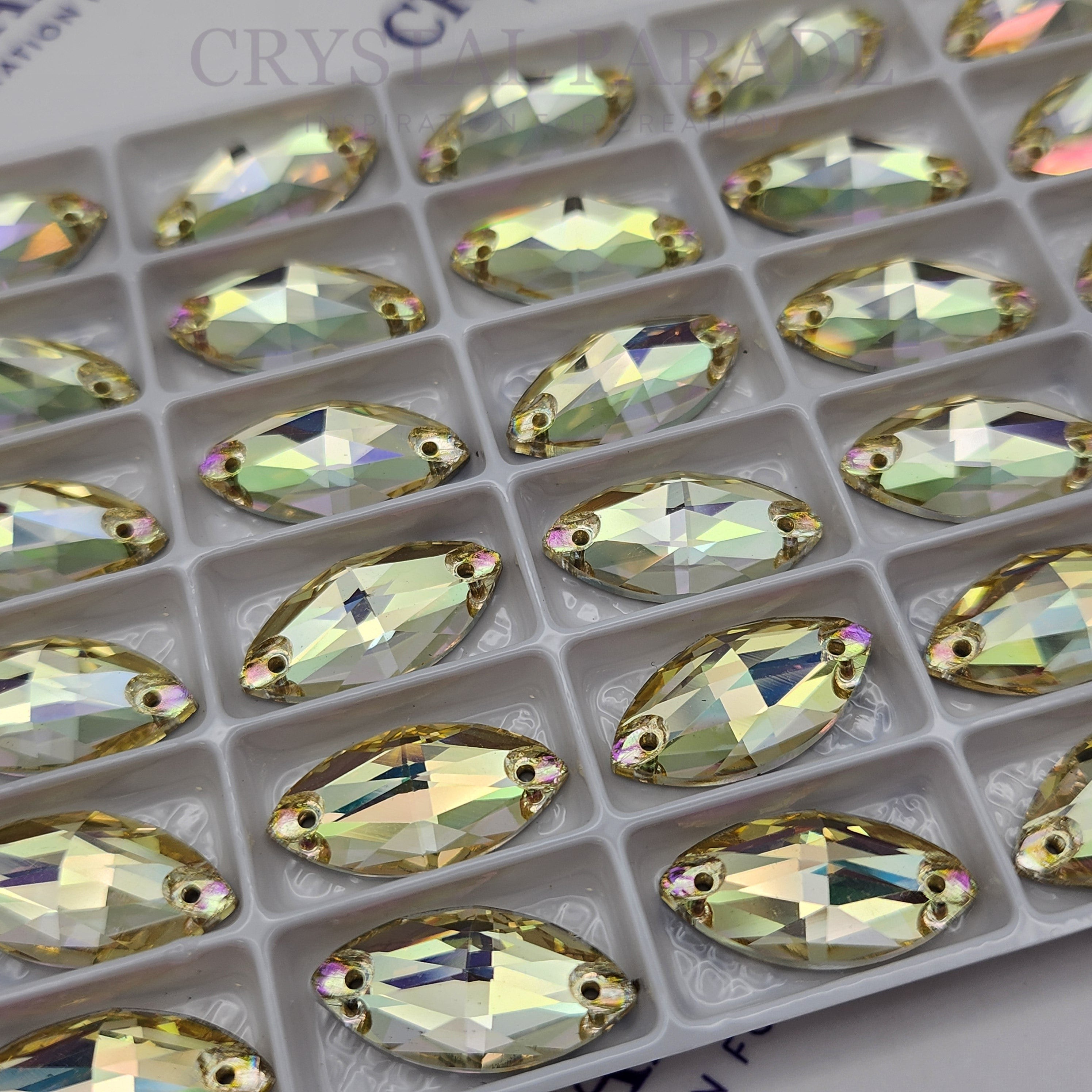 Limited Edition - Zodiac Crystal Navette Sew on Stone - Luminous Green