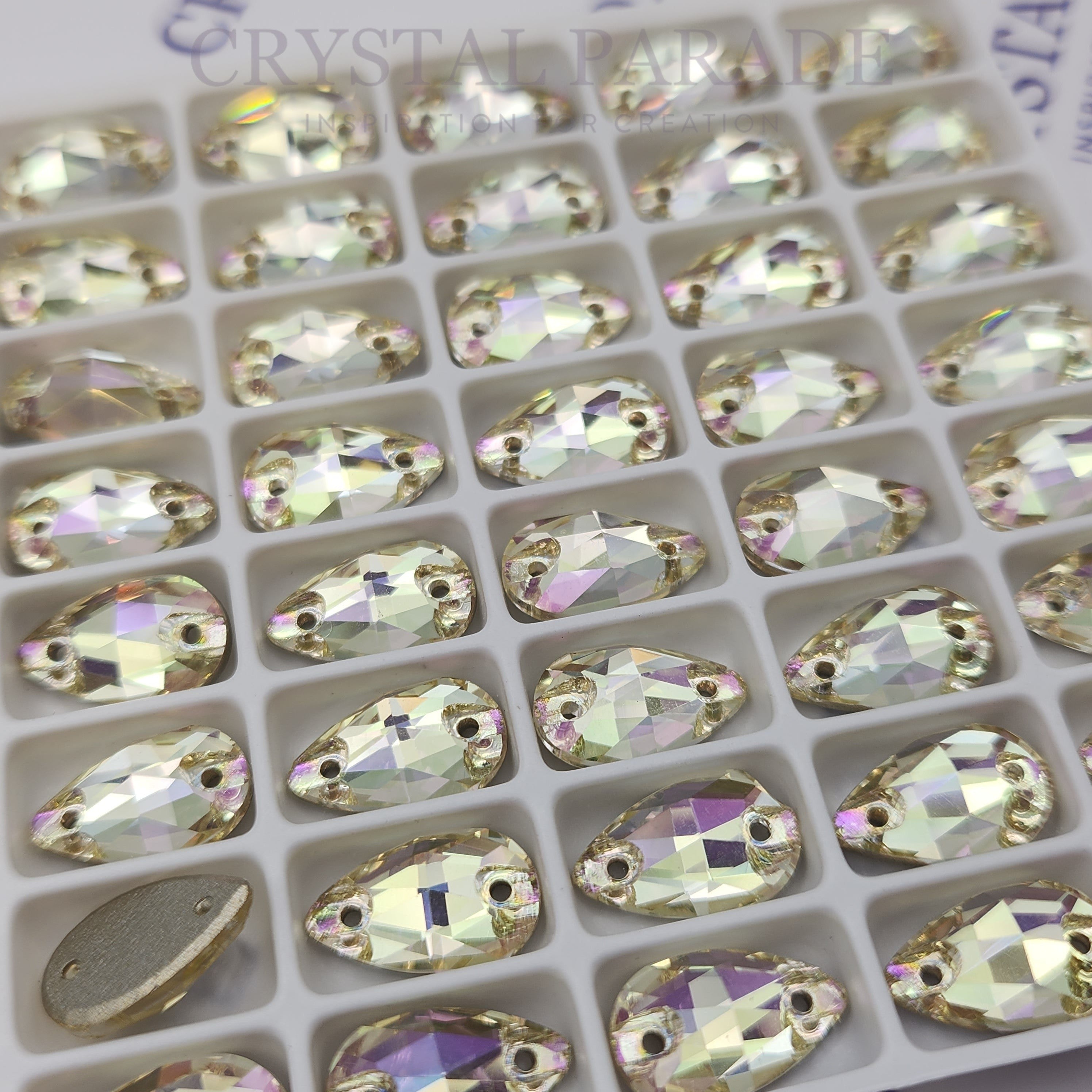 Limited Edition - Zodiac Crystal Peardrop Sew on Stone - Luminous Green