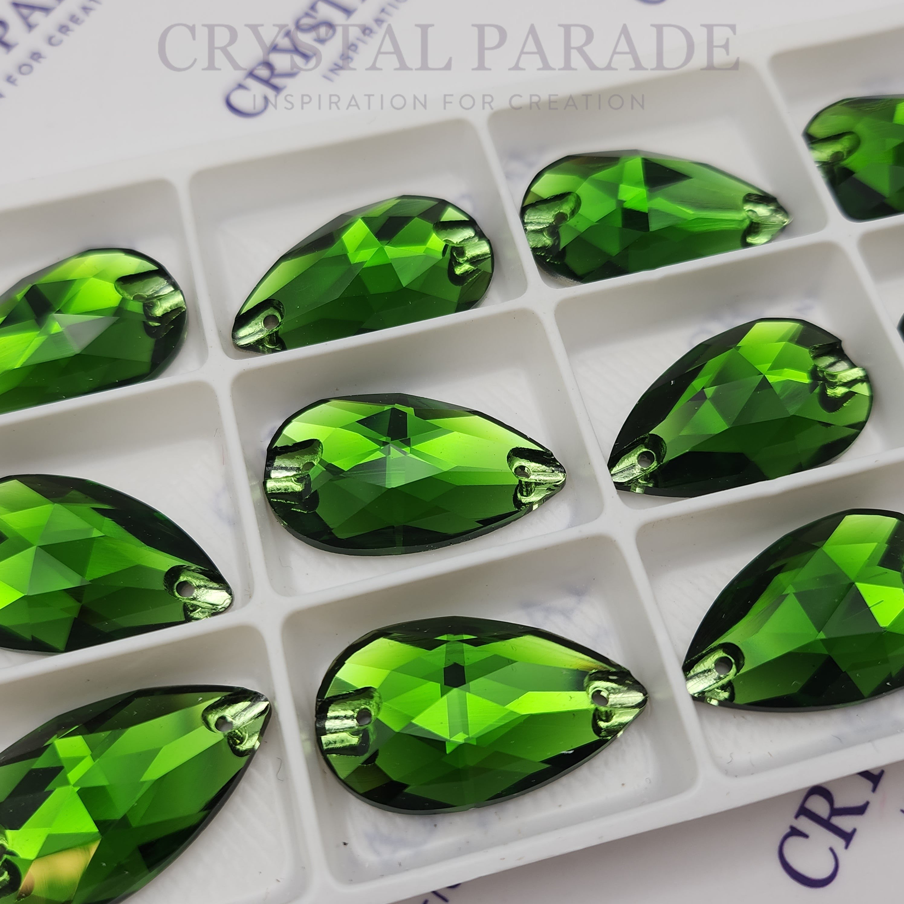 Zodiac Crystal Peardrop Sew on Stone - Fern Green