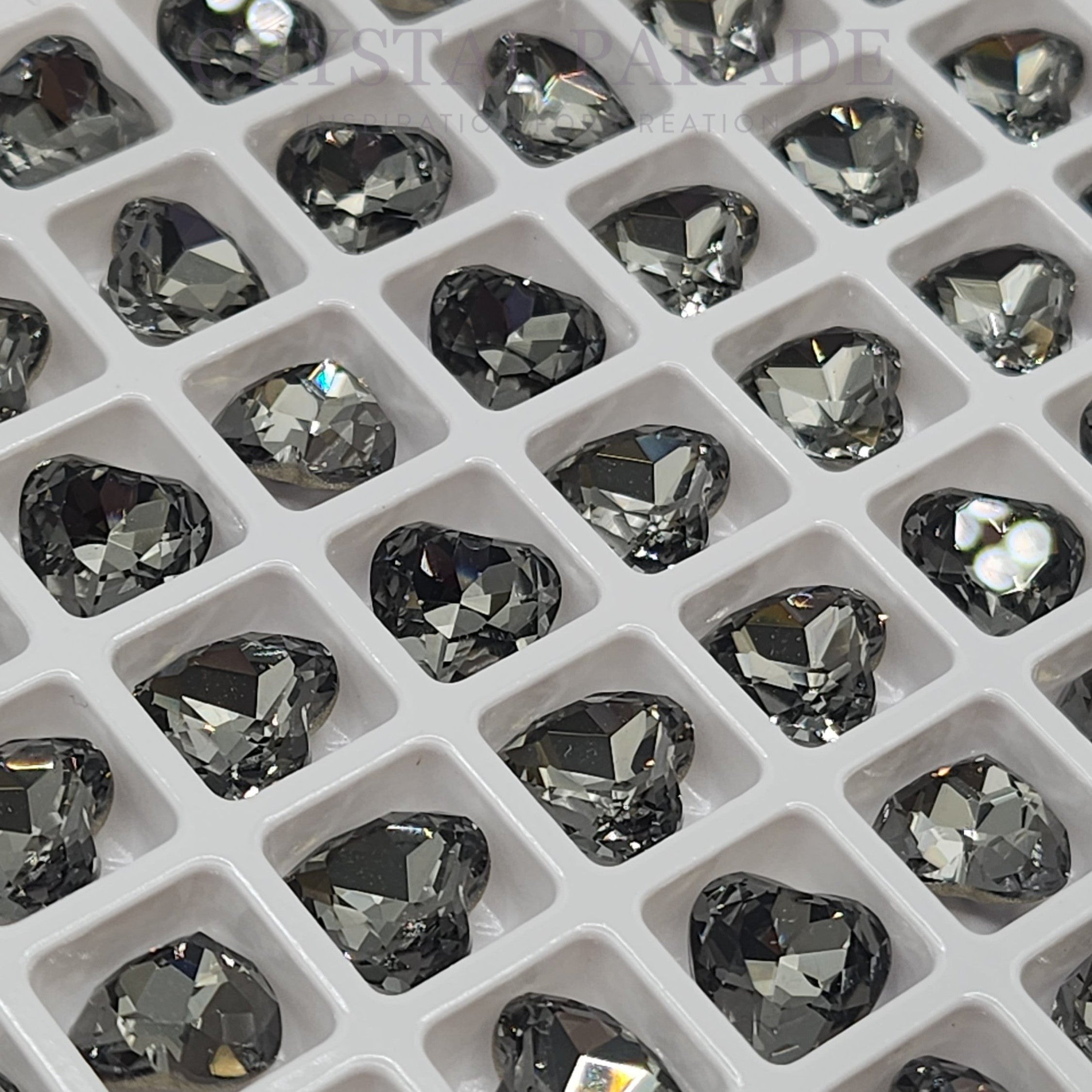 Zodiac Fancy Stone Pointy Back Heart - Black Diamond 8mm