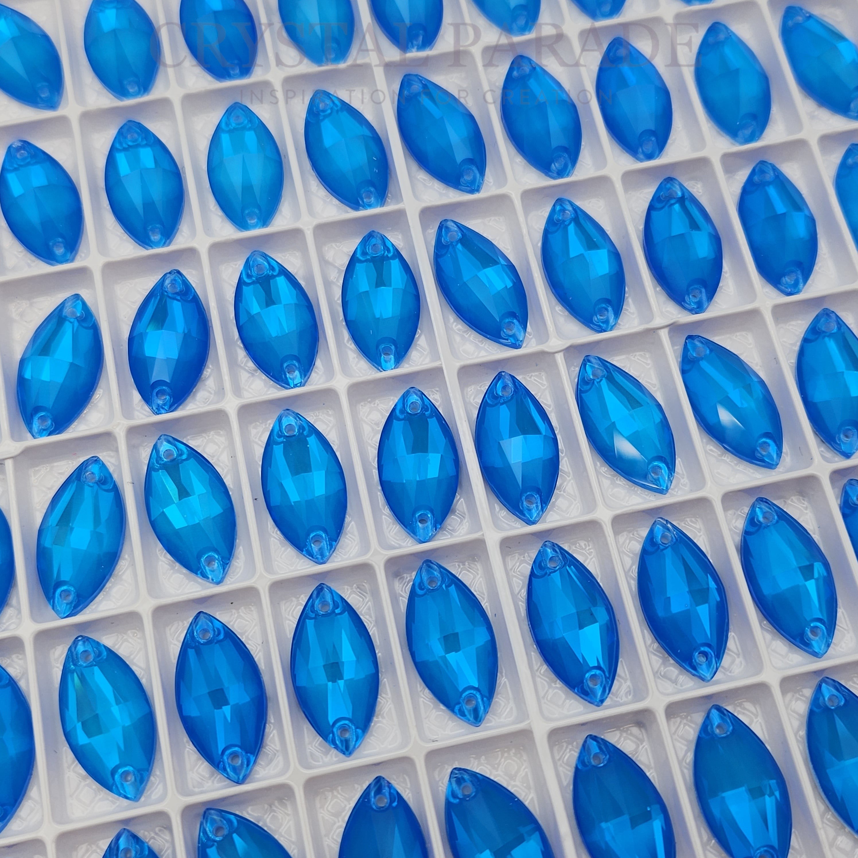 Zodiac Crystal Navette Sew on Stone - Neon Blue Shimmer