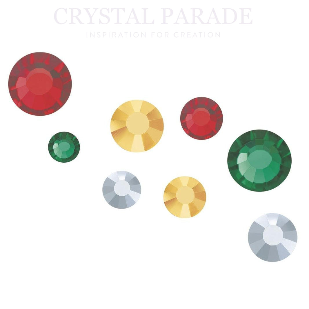 Preciosa SS10 (3mm) No Hot Fix Crystals - Pack of 100 Christmas Mix