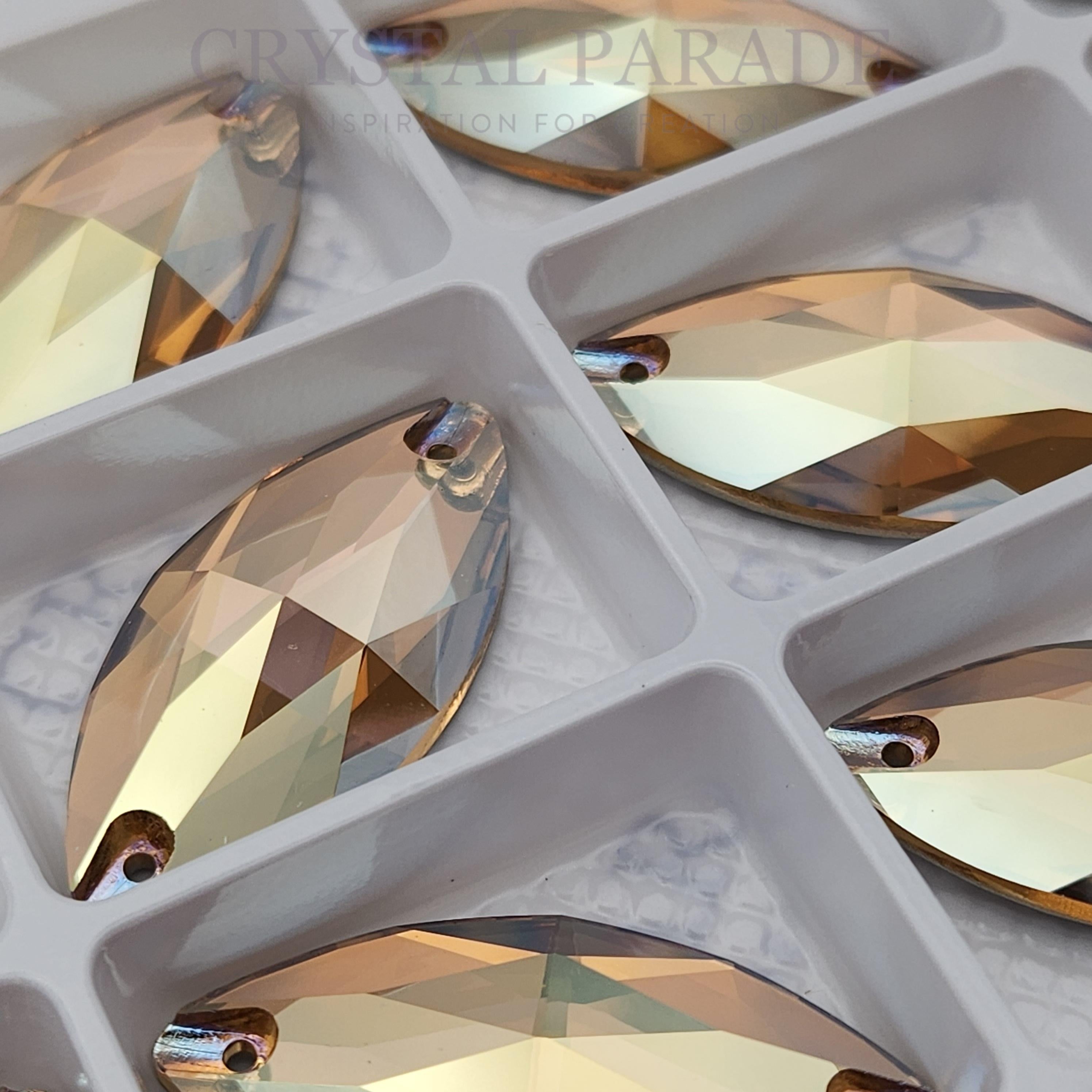 Zodiac Crystal Navette Sew on Stone - Light Smoked Topaz Shimmer