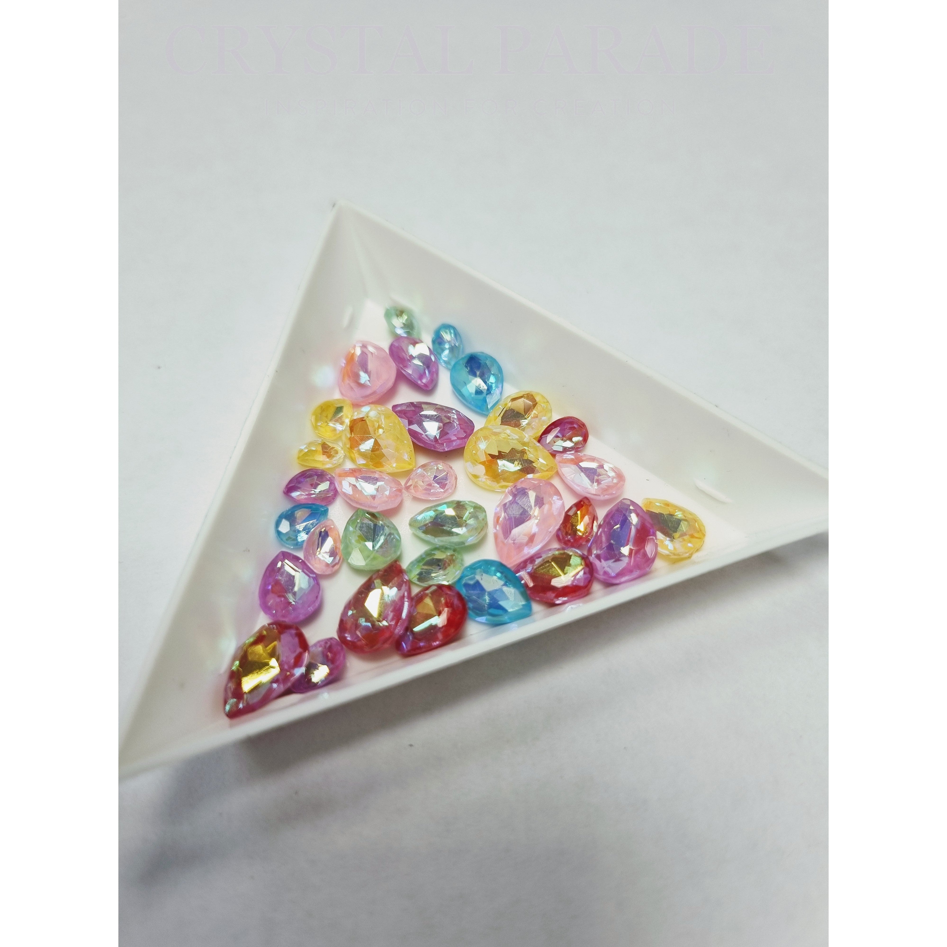 Limited Edition - Zodiac Crystal Pointed Back Pear Shape - Magic Rainbow Delight Mix - Pack of 32