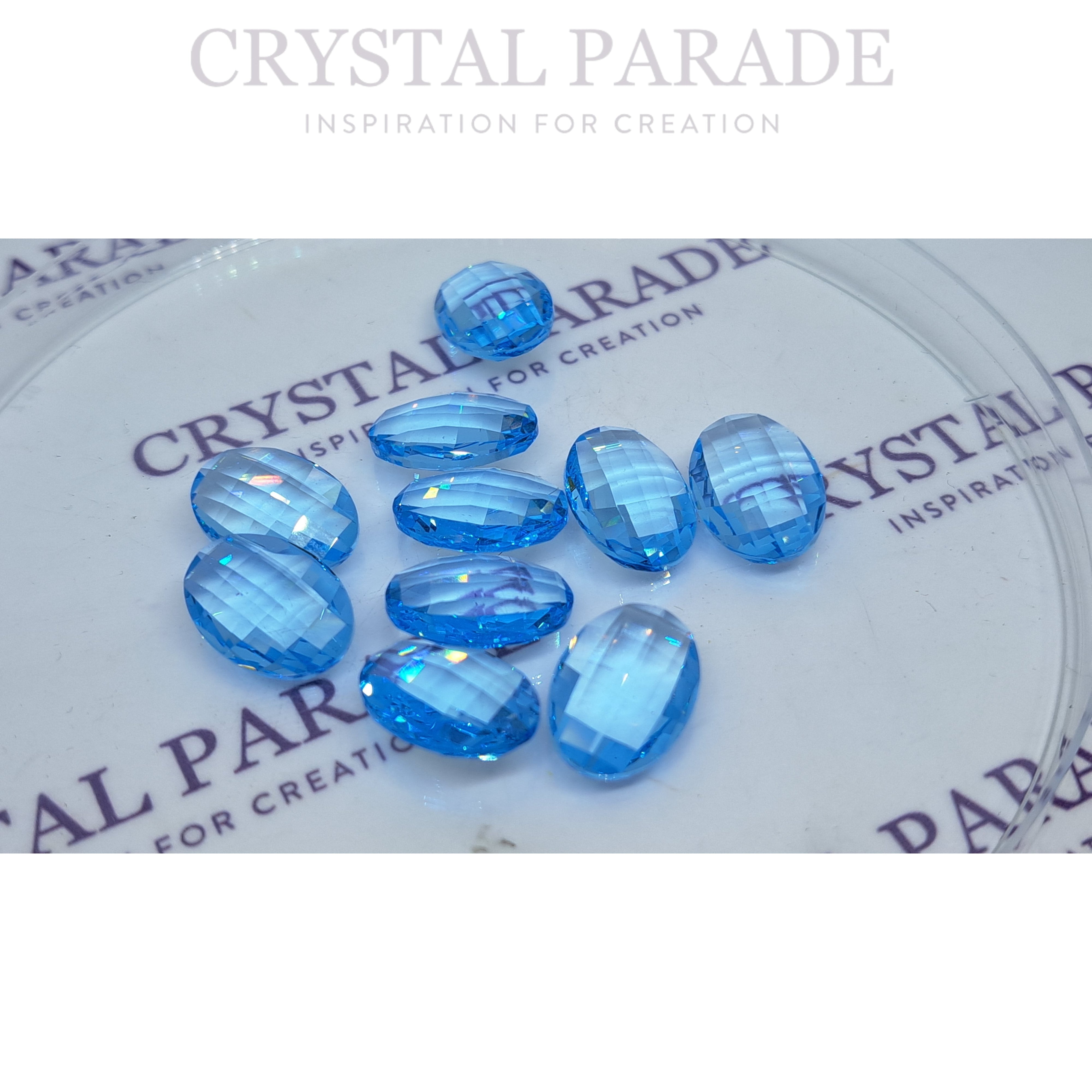 Swarovski 4114 Chessboard Oval 14x10mm - Pack of 6 Aquamarine (unfoiled)