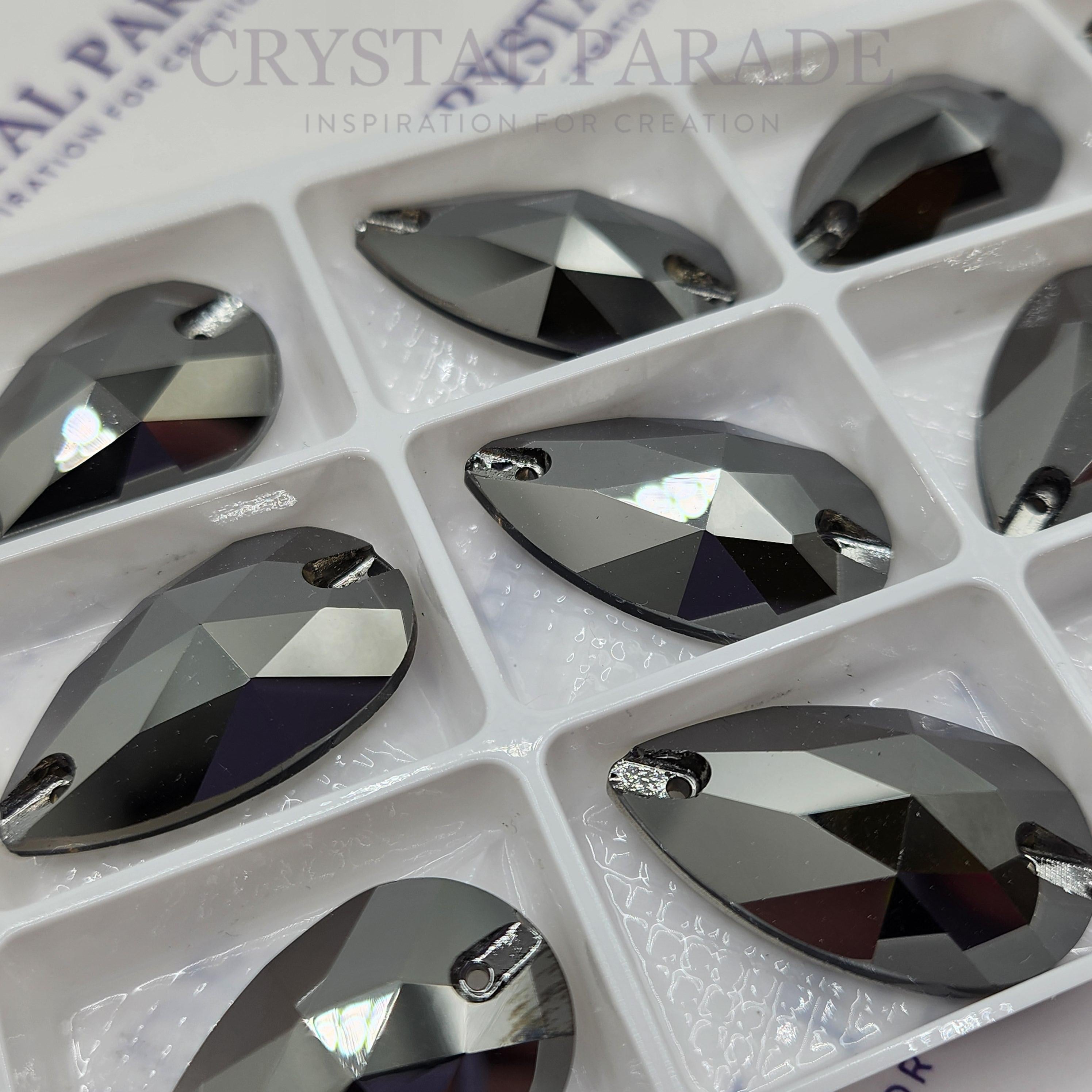 Zodiac Sew on Stone Peardrop - Jet Hematite