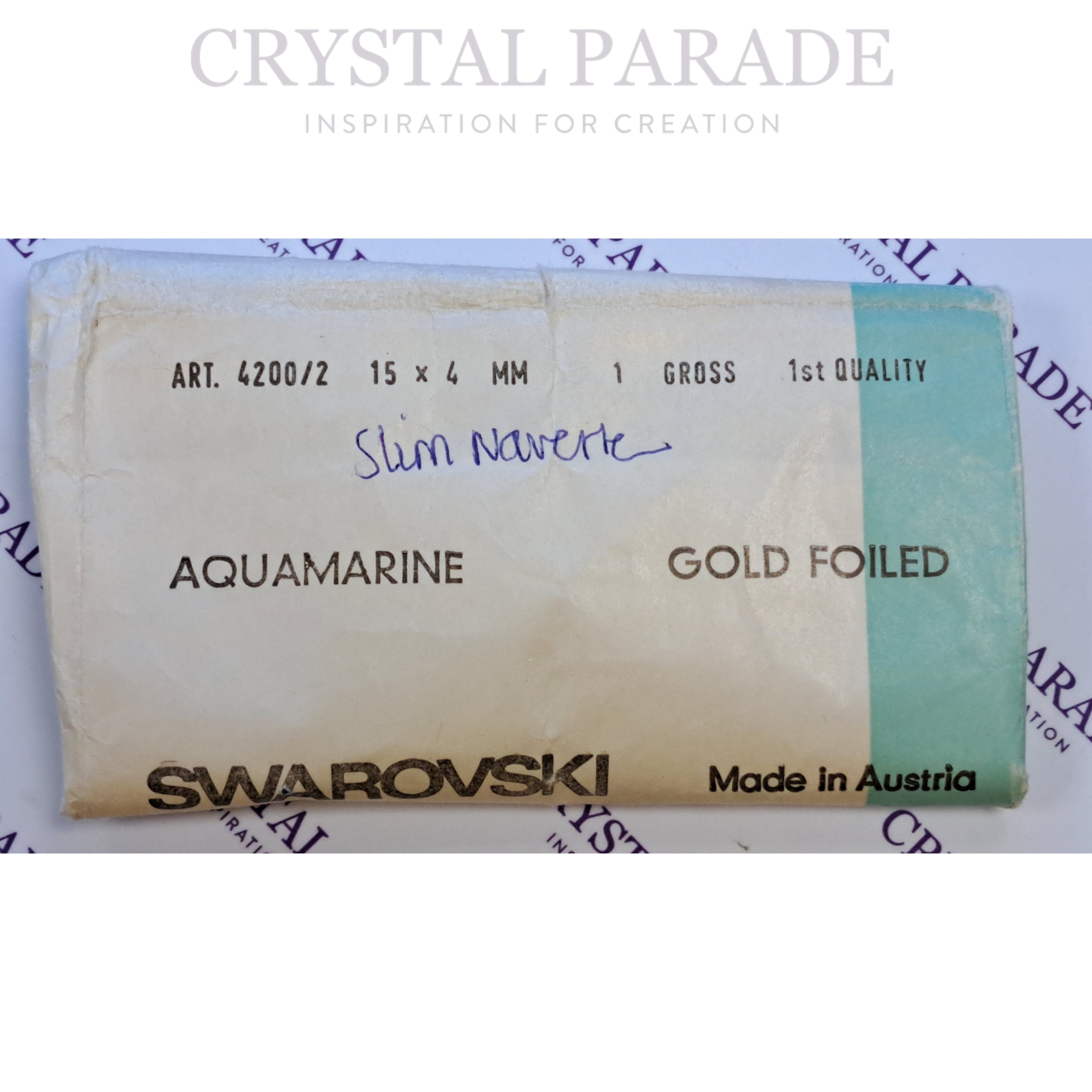 Swarovski 4200 Fancy Slim Navette 15x4mm - Pack of 12 Aquamarine