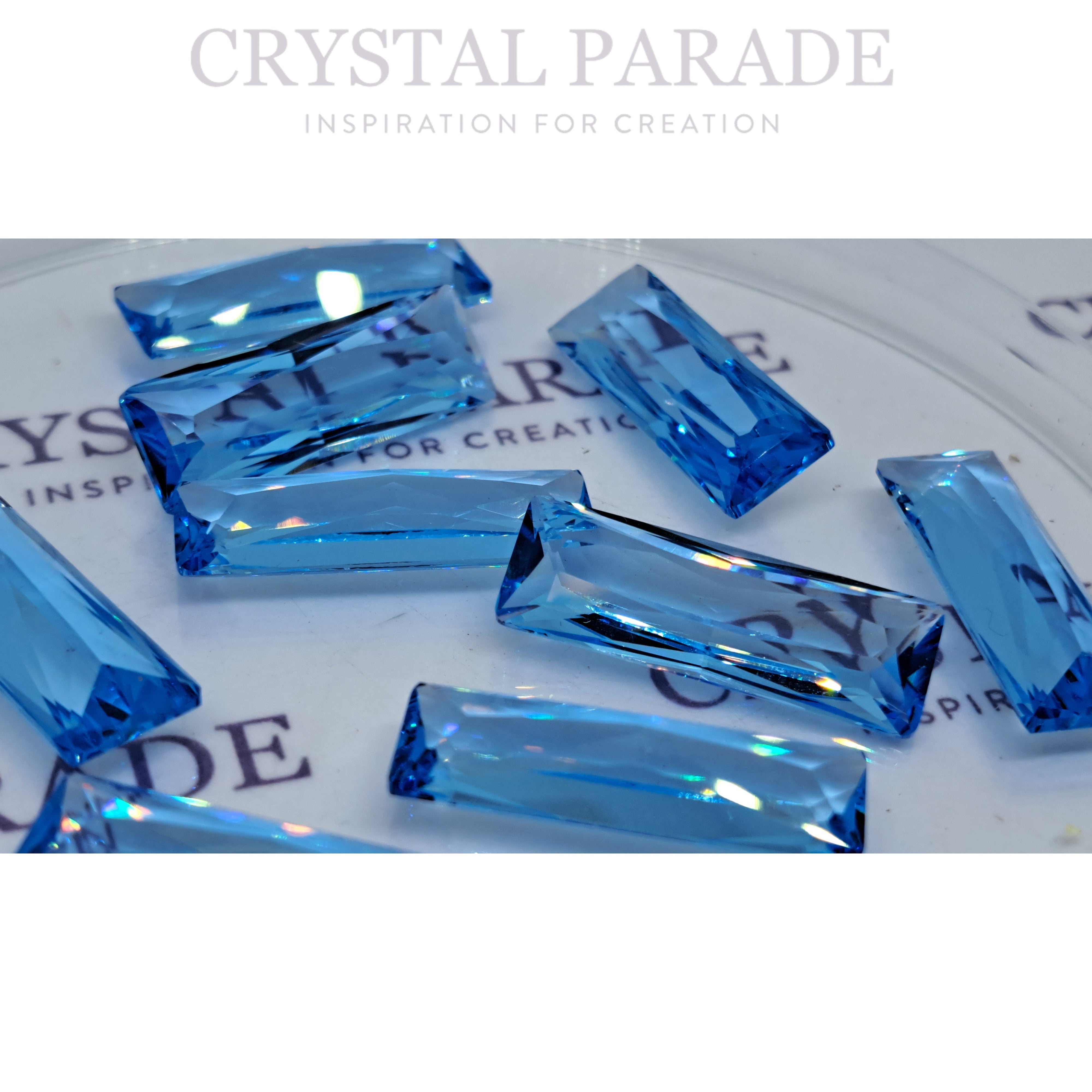 Swarovski 4547 Fancy Baguette 24x8mm - Pack of 2 Aquamarine (unfoiled)