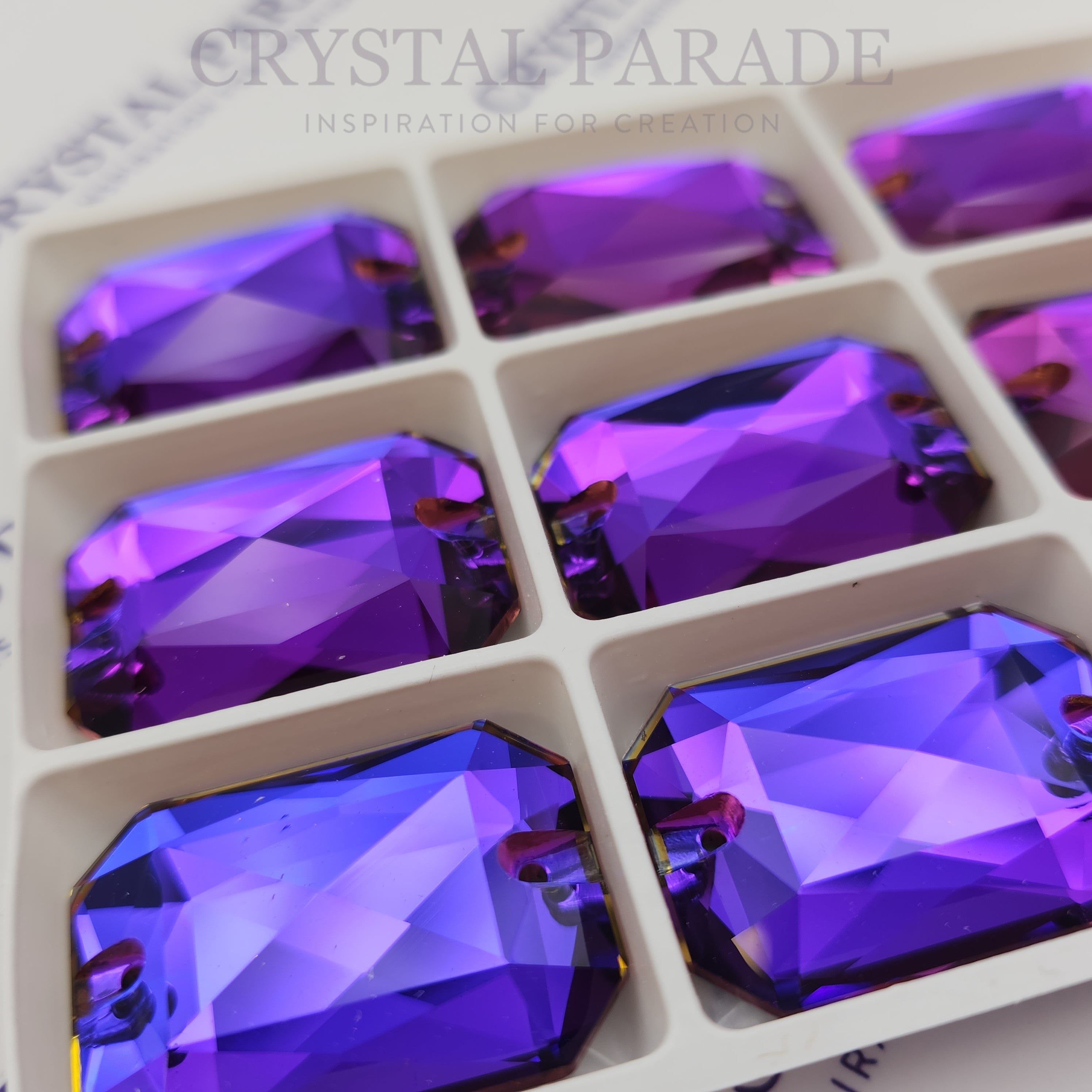 Zodiac Sew on Stone Emerald Cut - Violet Blue