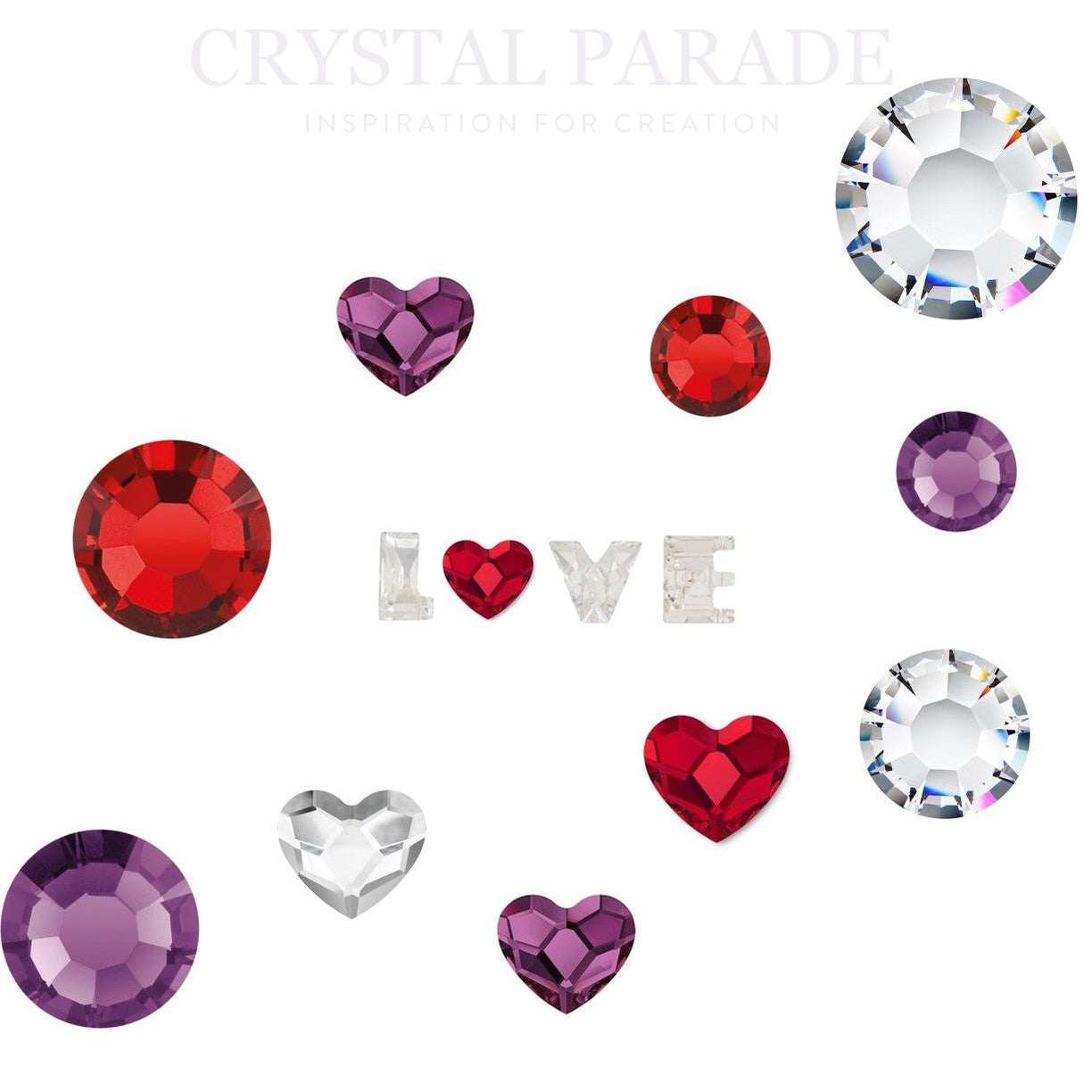 WITH LOVE Valentine's Crystal Mix - Pack of 100 inc. Swarovski Hearts