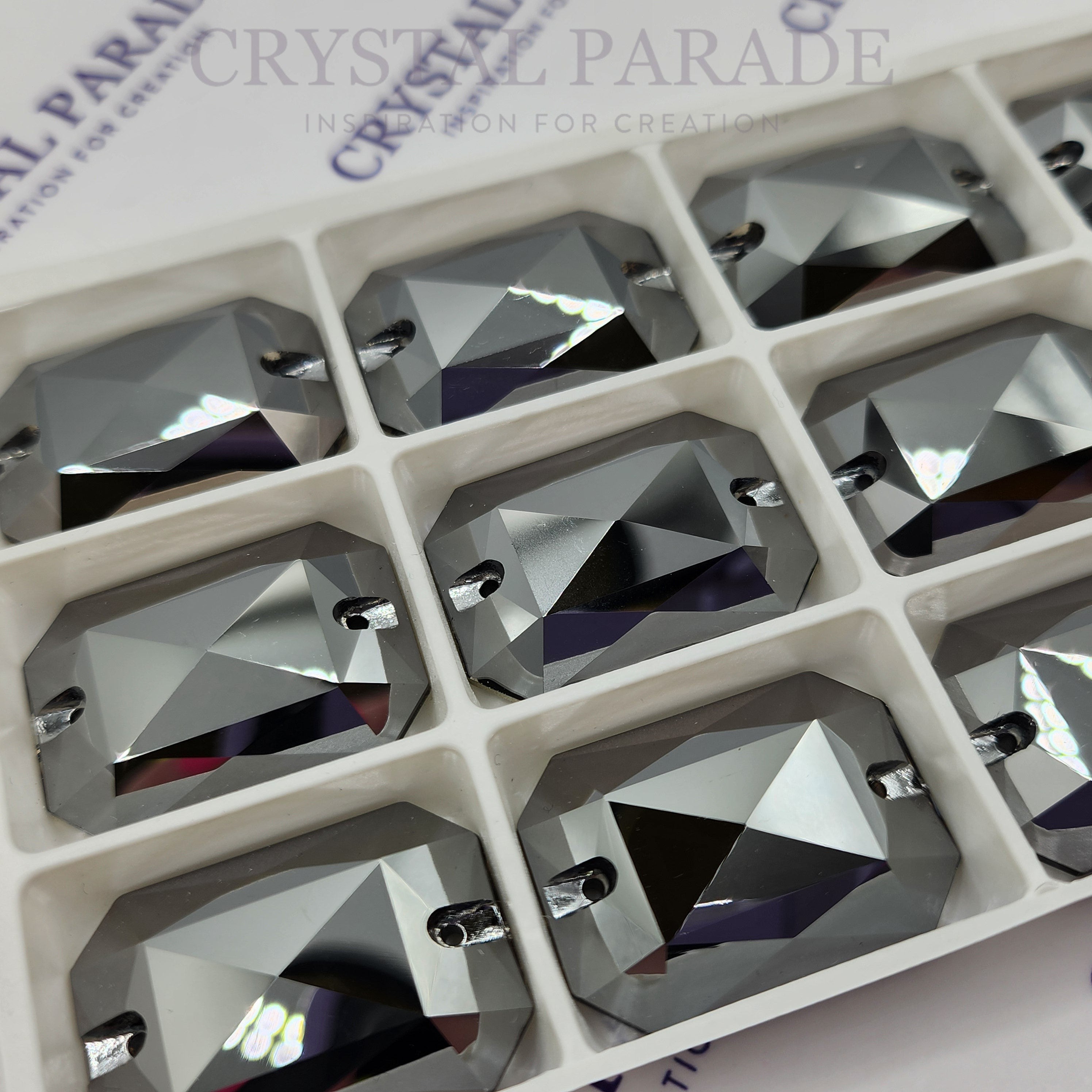 Zodiac Sew on Stone Emerald Cut - Jet Hematite