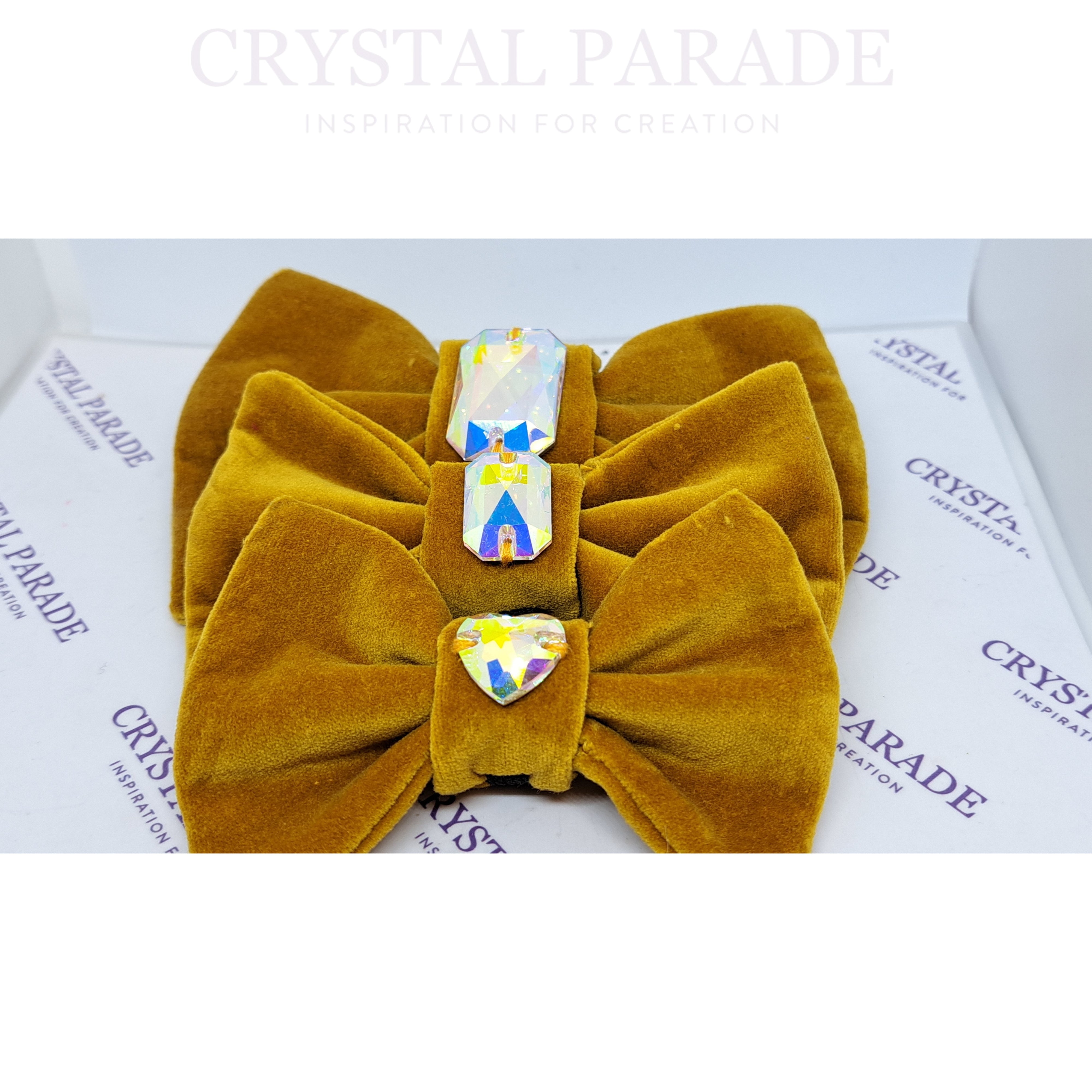 Velvet Dog Collar with Zodiac Crystal - Mustard Yellow
