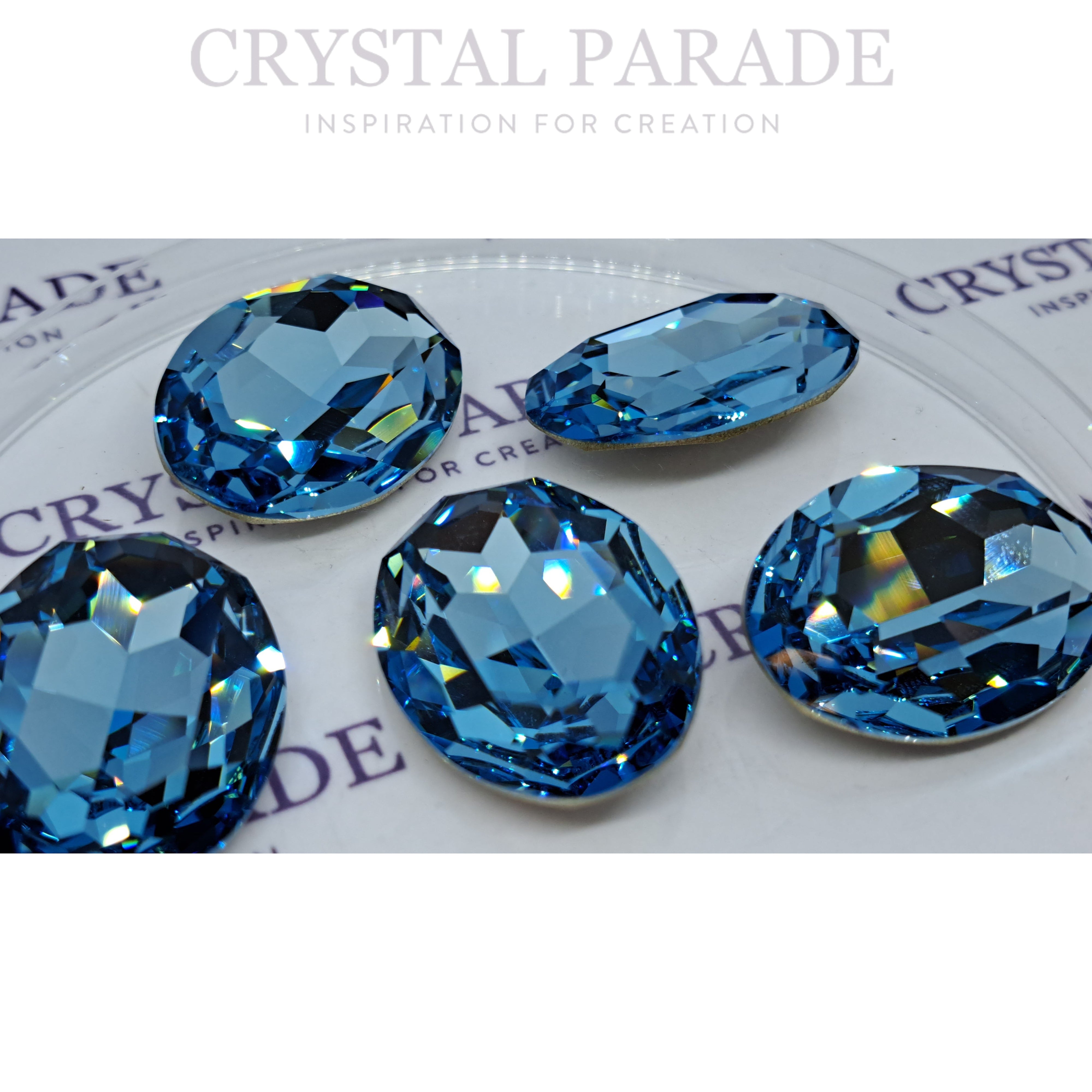 Swarovski 4123 Long Oval Fancy Stone Aquamarine