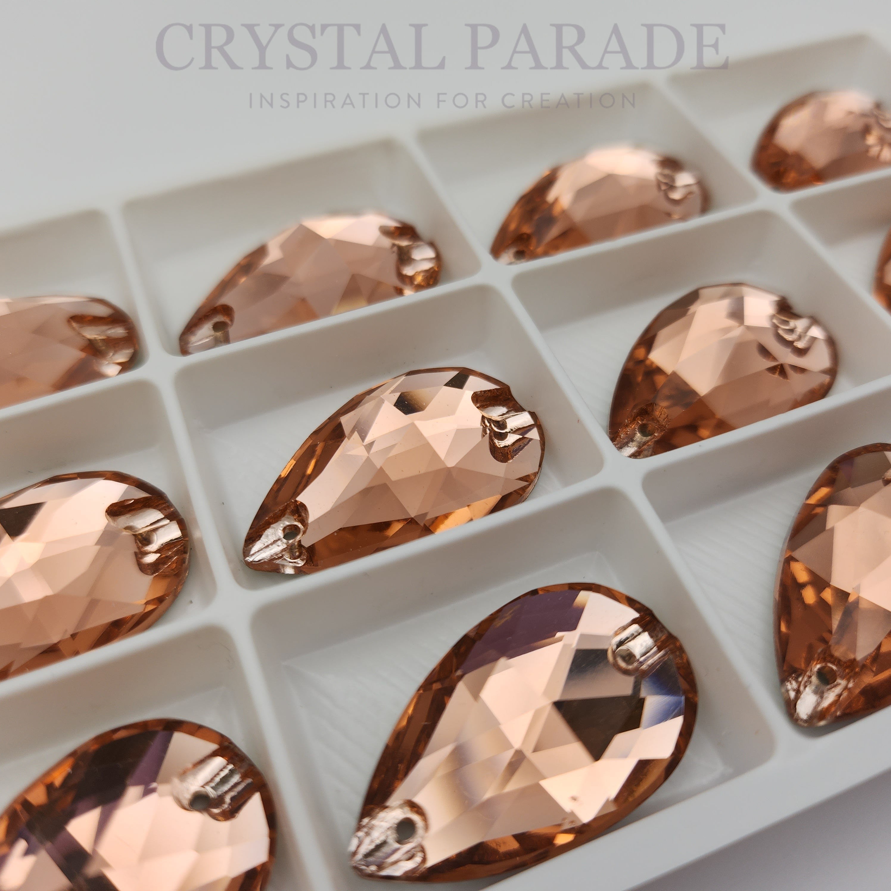 Limited Edition - Zodiac Crystal Peardrop Sew on Stone - Light Peach