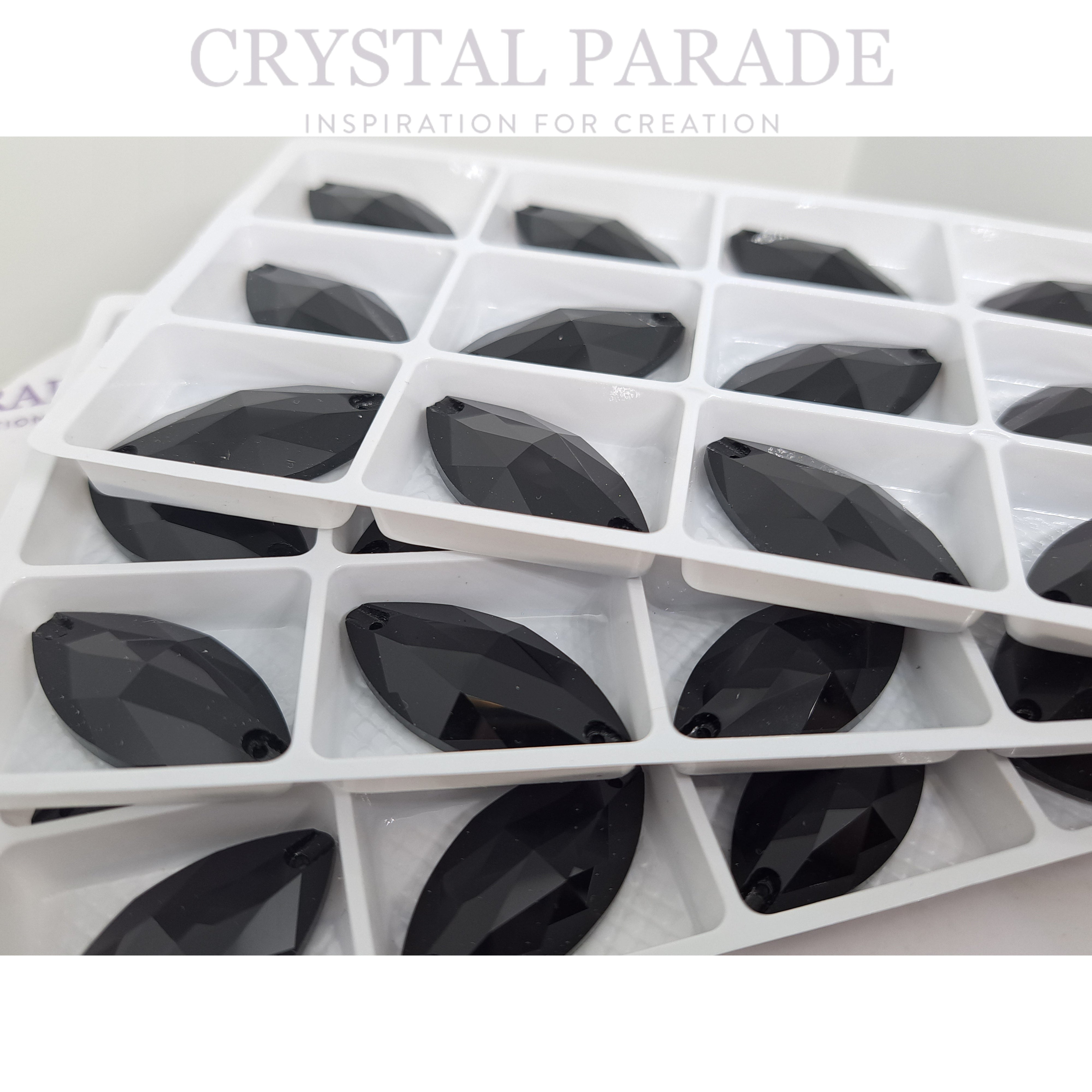 Zodiac Crystal Navette Sew on Stone - Jet (unfoiled)