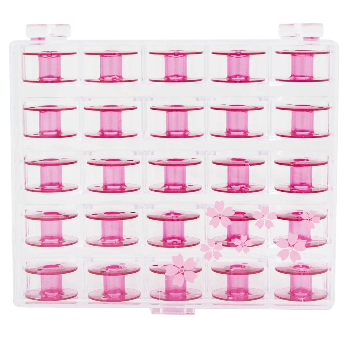 Janome 25 Pack Pink Cherry Blossom Bobbins and Case Class 15 / Style J  200277095