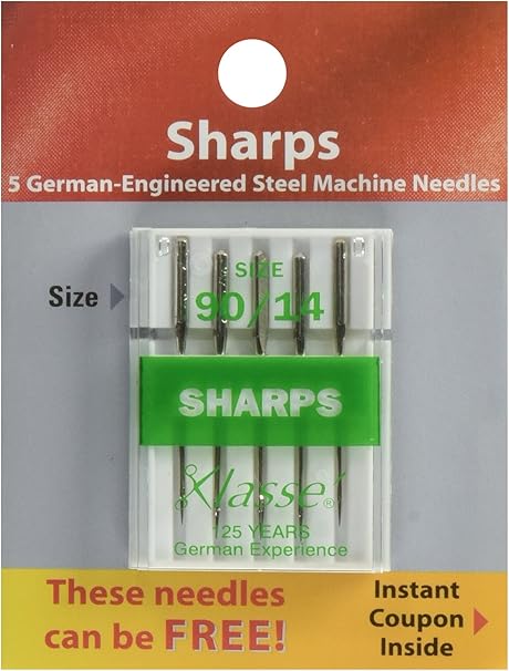 Tacony Corporation Klasse Sharps Machine Needles-90/14 5/Pkg