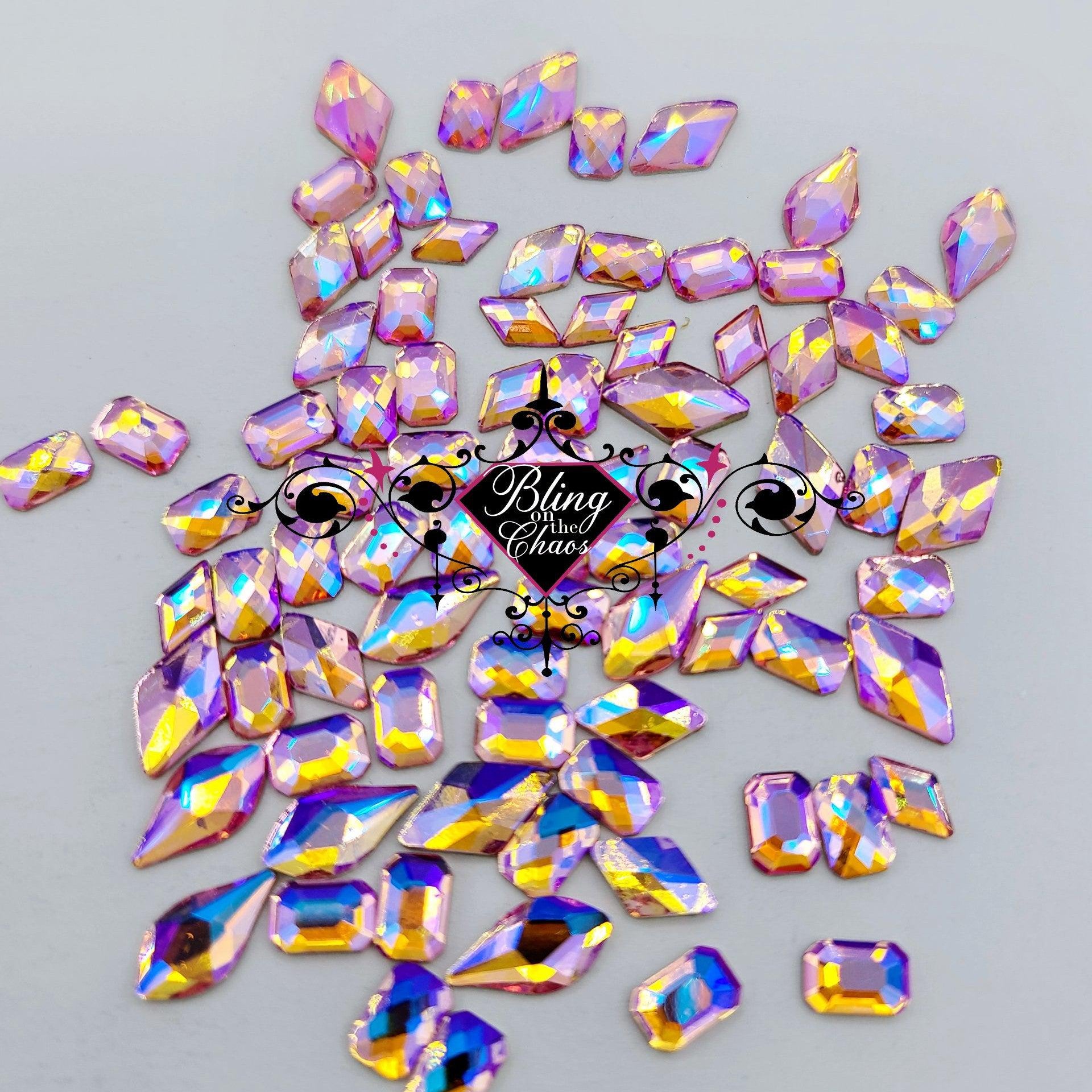 Pink Flame/Light Rose AB Assorted Shapes