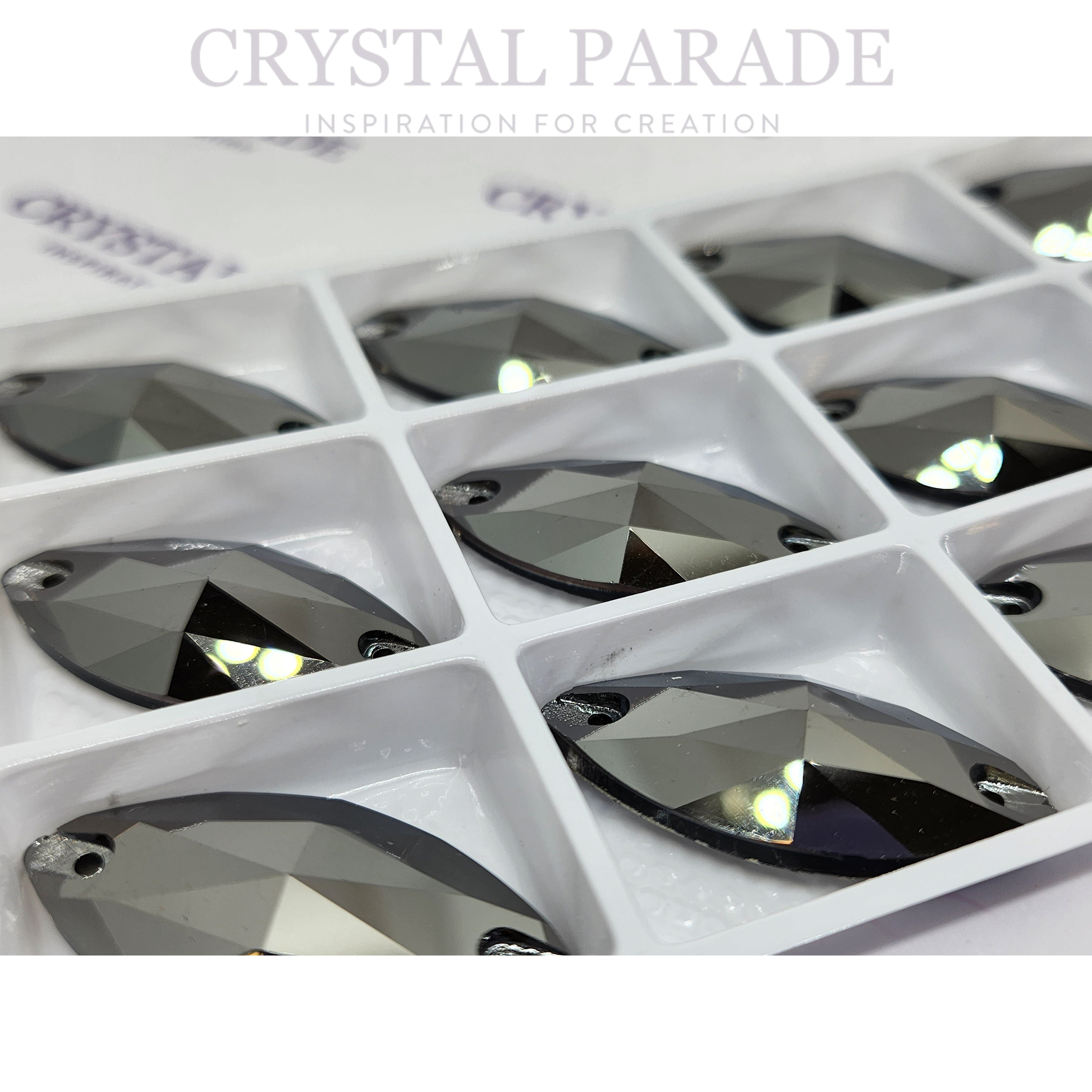 Zodiac Crystal Navette Sew on Stone - Jet Hematite