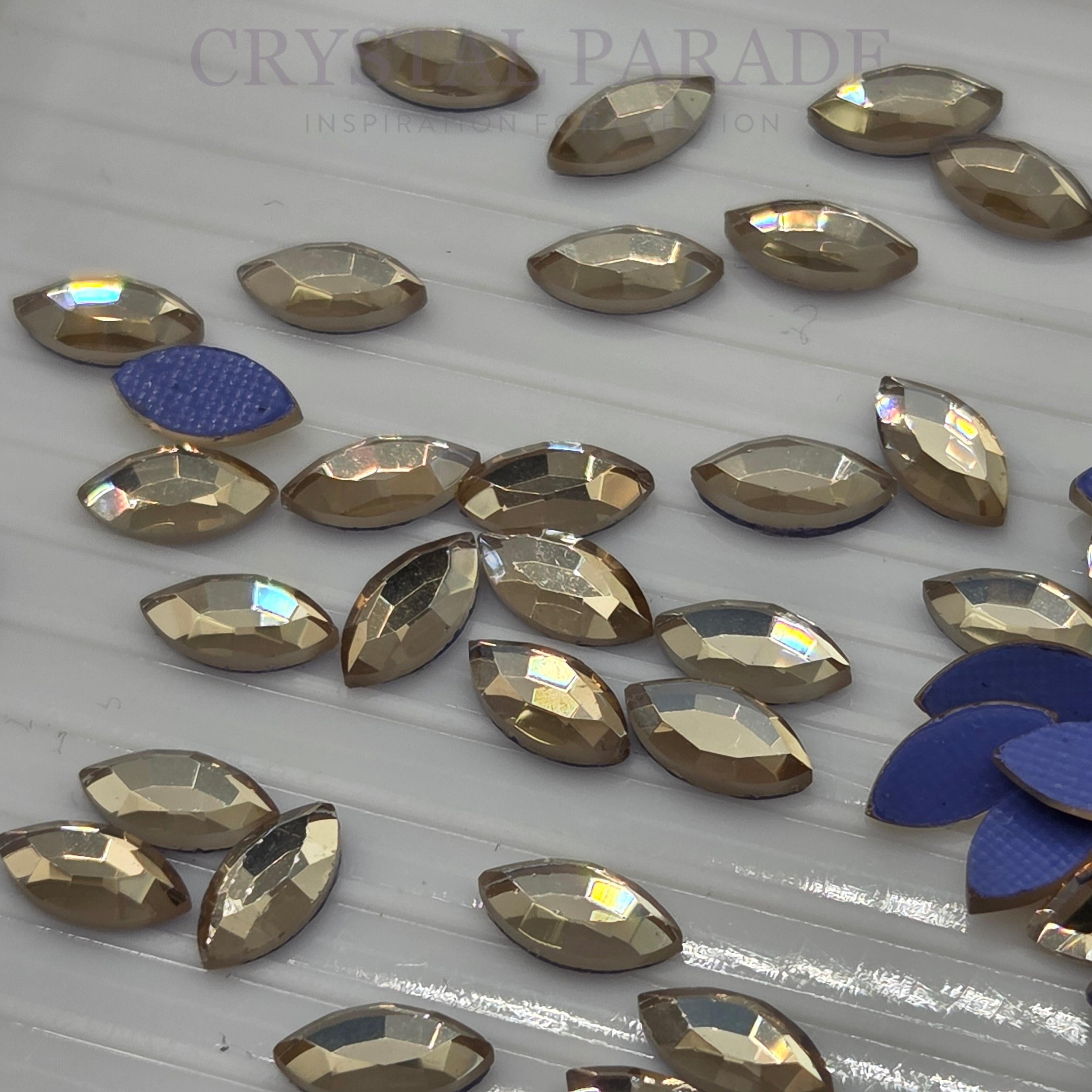 Zodiac Hotfix Navette Shape 4x8mm Golden Shadow - Pack of 20