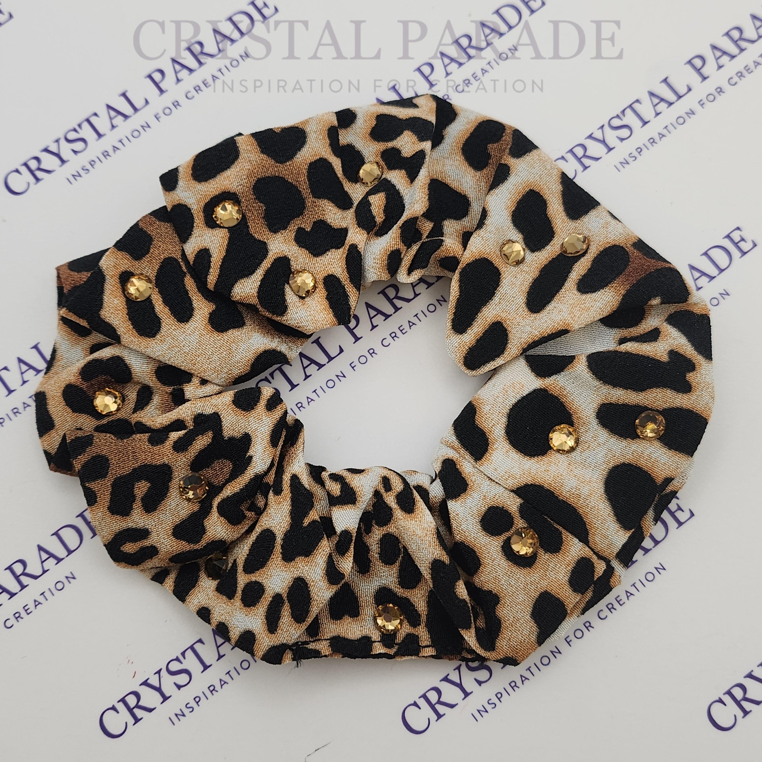 Sparkly Embellished Scrunchies - Leopard Print