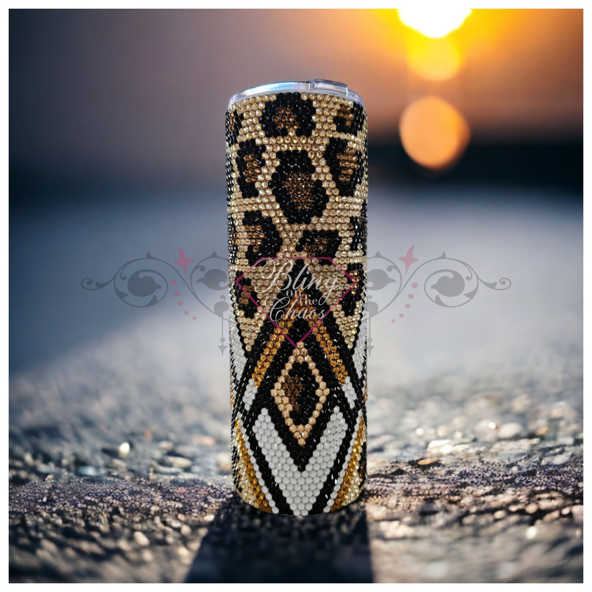 Aztec Leopard Honeycomb 20oz Skinny Straight SS16 Pattern