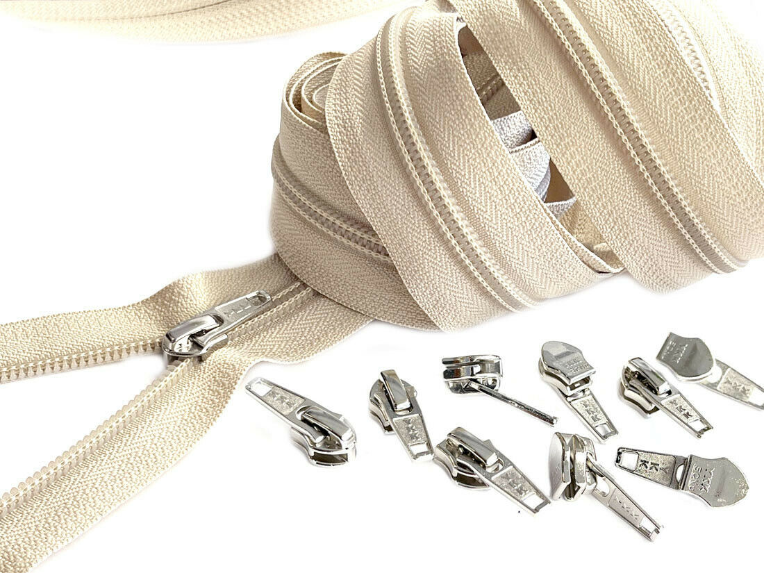 Continuous Chain Zipper YKK #5 Nylon Coil by The Yard with Slider Make-A-Zipper