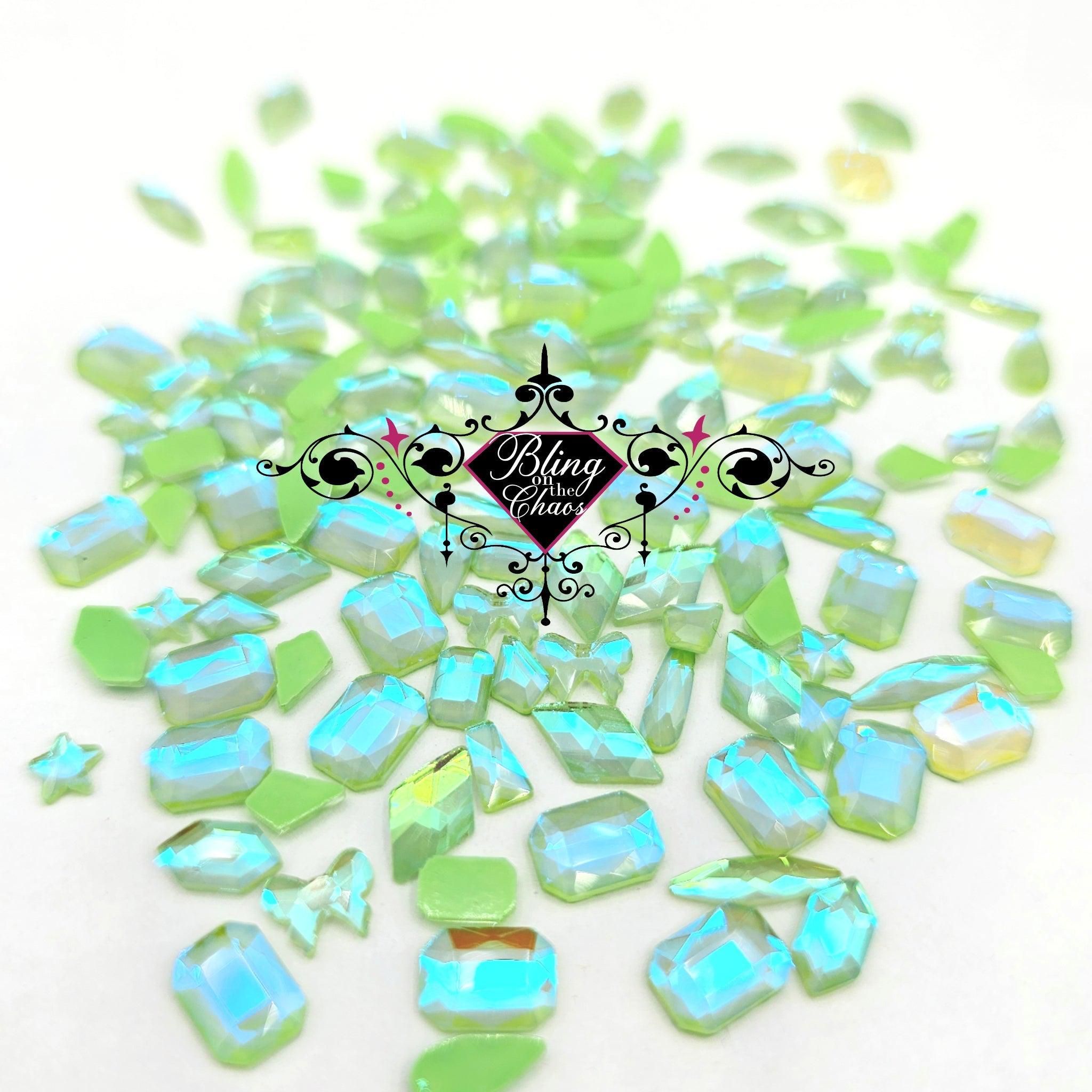 Neon Light Peridot AB Mocha Assorted Shapes