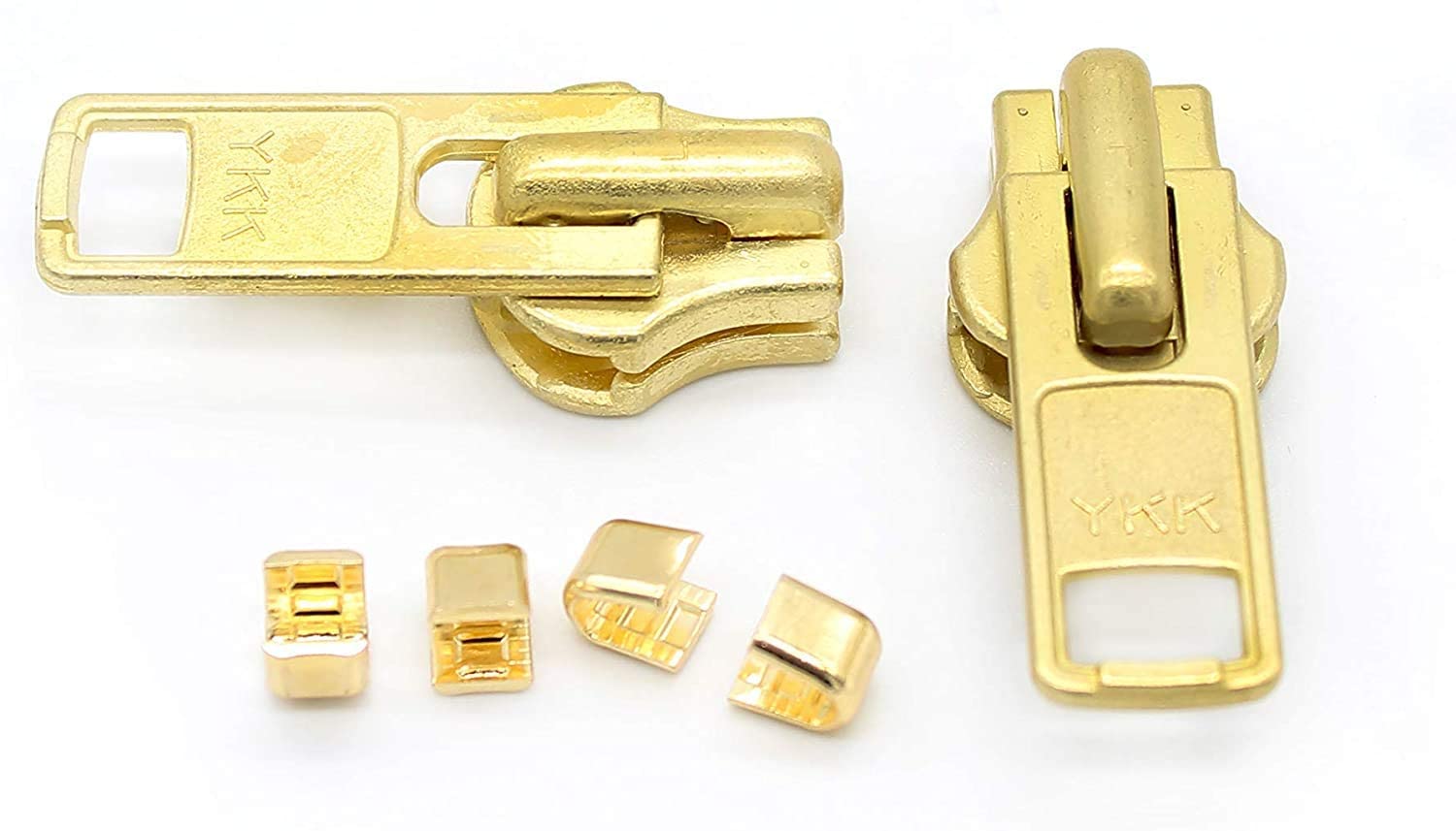 Zipper Repair Kit - #10 YKK Extra Heavy Brass Sliders - 2 Sliders & 4 Top Stops Per Pack - Made in The United States